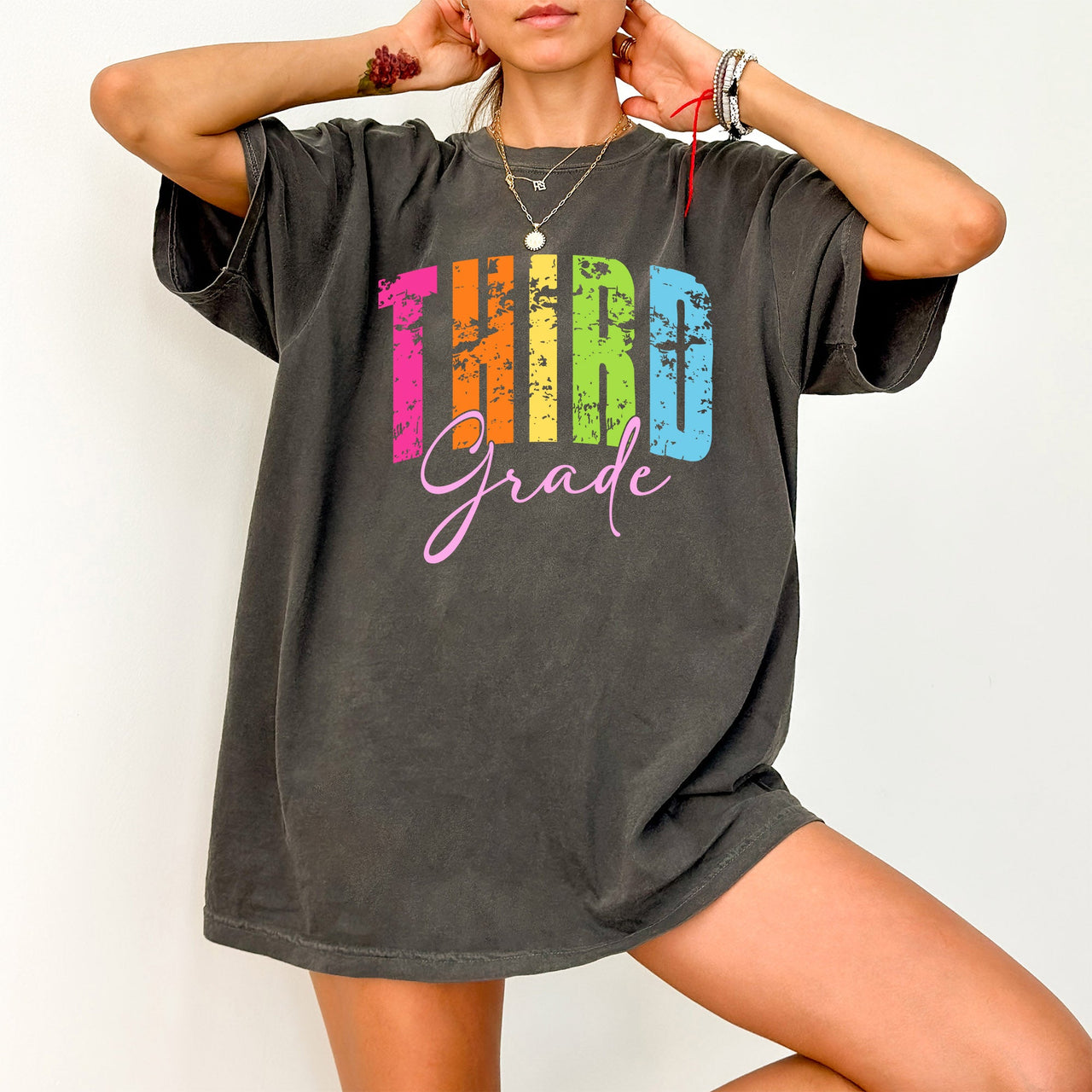 Third Grade Retro Teacher Back To School First Day Of School Cute Teacher Appreciation Comfort Colors Tee