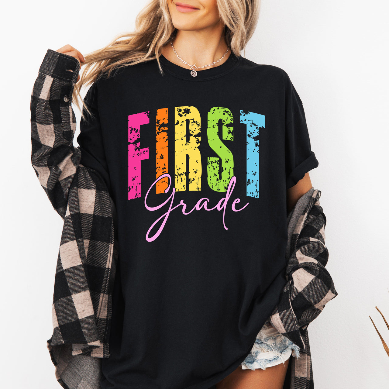First Grade Retro Teacher Back To School Teacher Appreciation Comfort Colors Tee