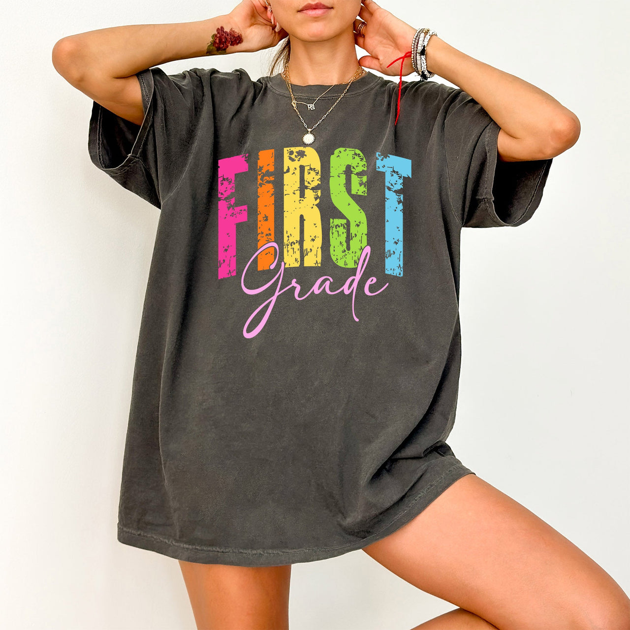 First Grade Retro Teacher Back To School Teacher Appreciation Comfort Colors Tee