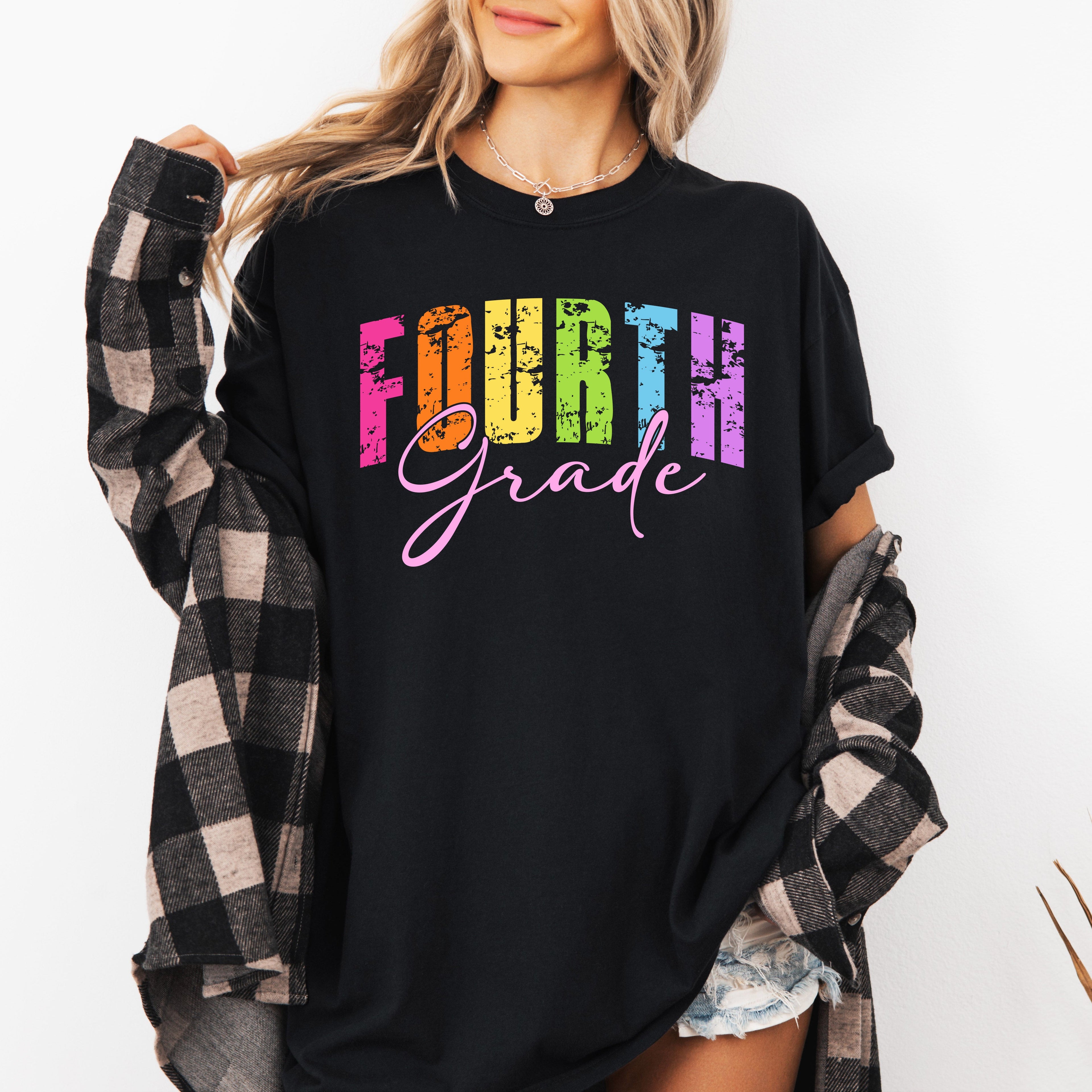 Fourth Grade Retro Teacher Back To School First Day Of School Cute Teacher Appreciation Coquette Comfort Colors Tee