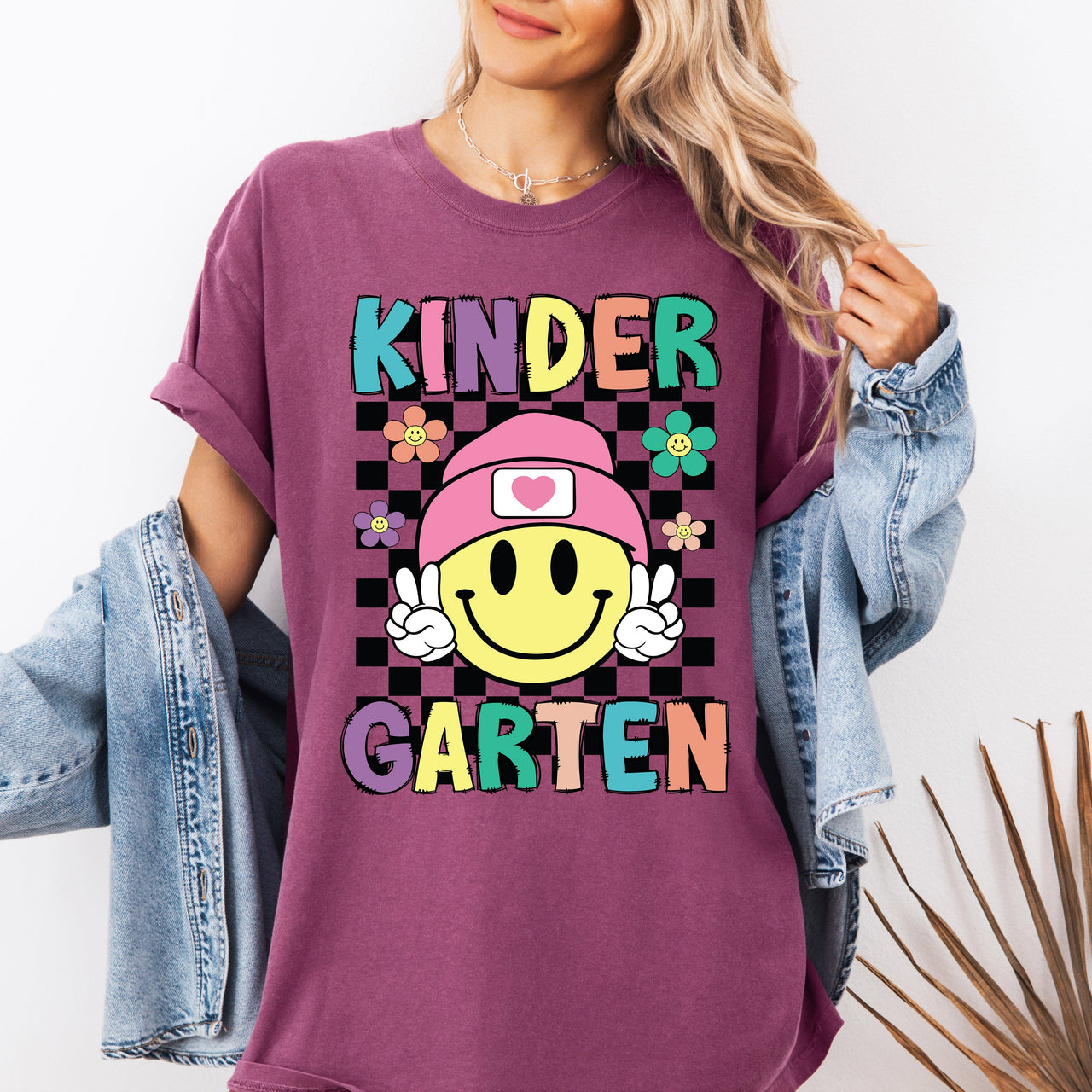 Kindergarten Smiley Face Teacher Back To School First Day Of School Teacher Appreciation Comfort Colors Tee
