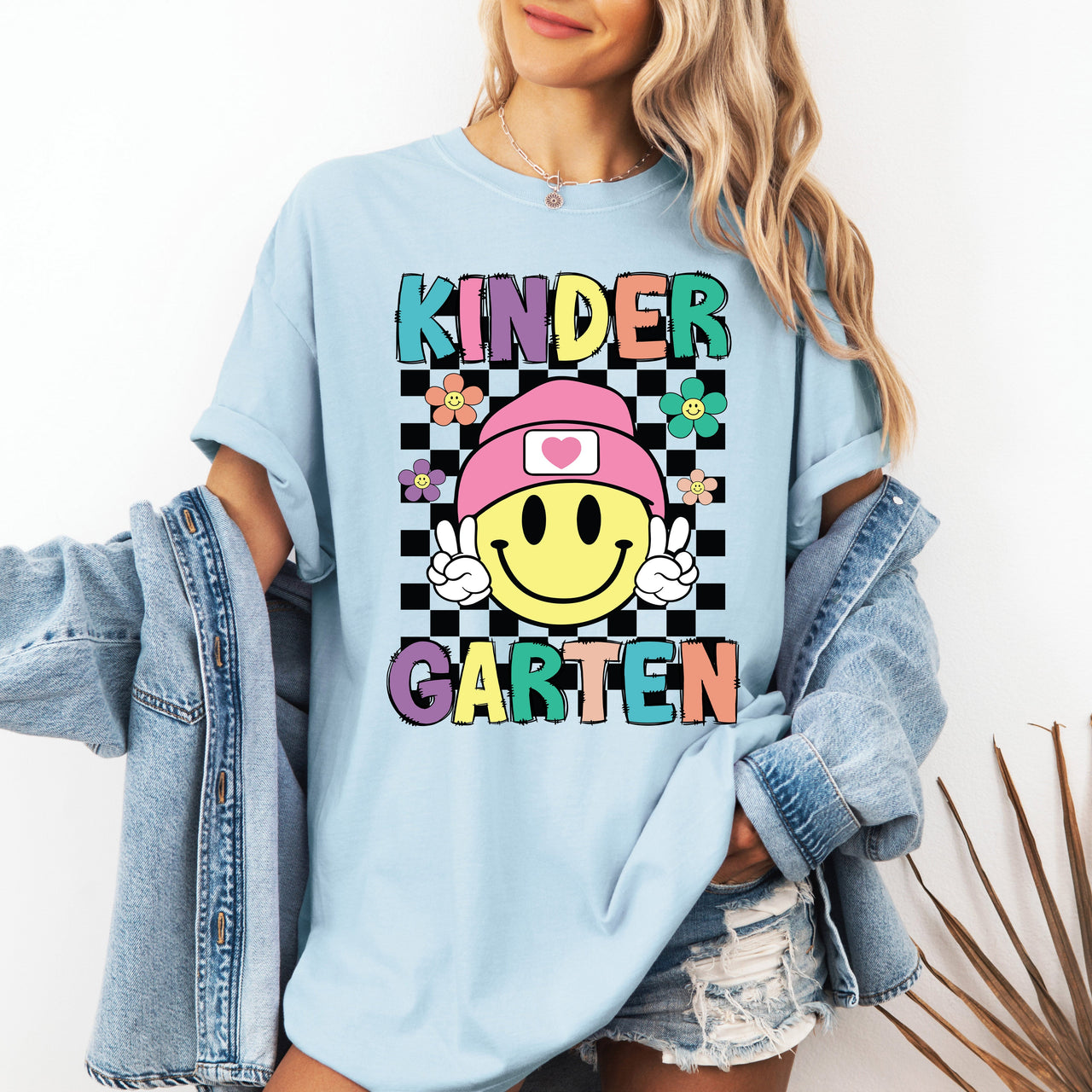 Kindergarten Smiley Face Teacher Back To School First Day Of School Teacher Appreciation Comfort Colors Tee