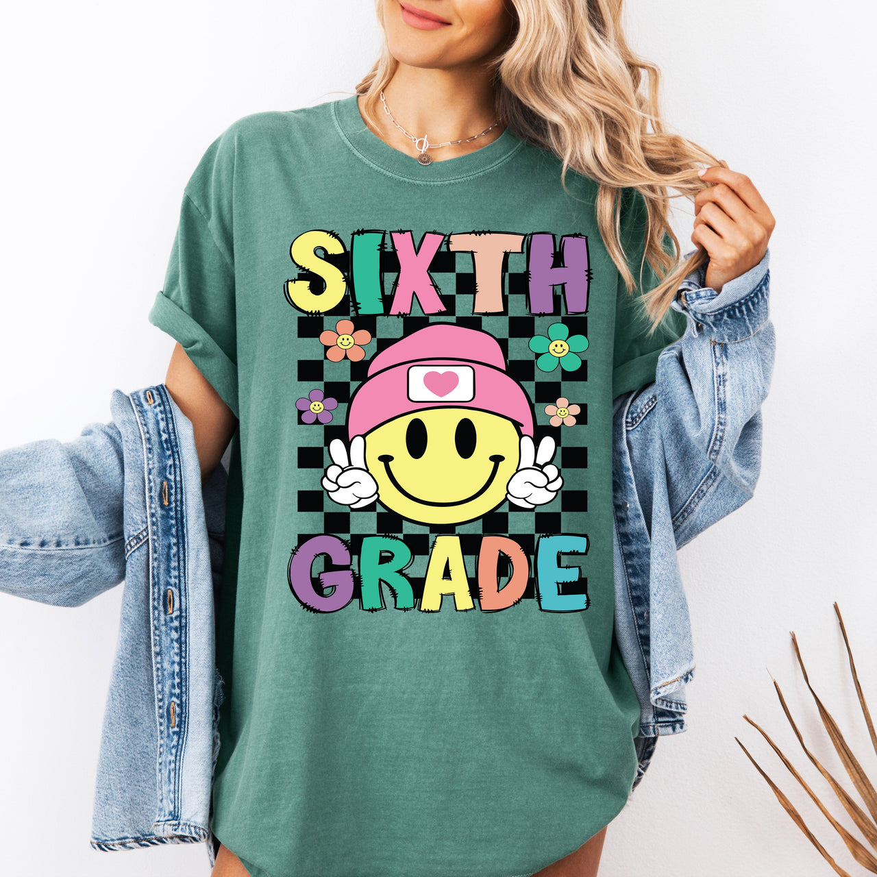 Sixth Grade Smiley Face Teacher Back To School First Day Of School Cute Teacher Appreciation Comfort Colors Tee
