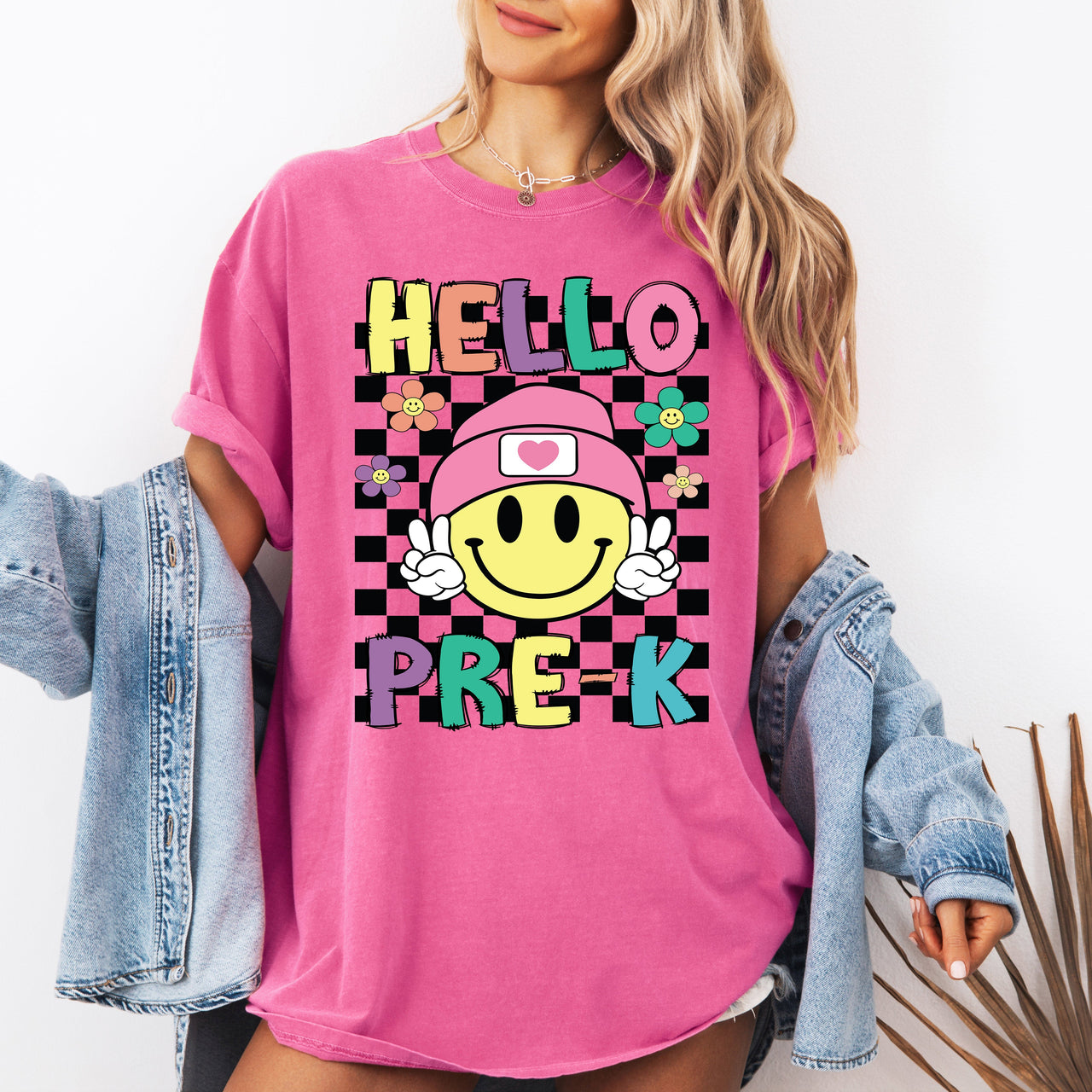 Hello Pre-K Smiley Face Teacher Back To School First Day Celebration Comfort Colors Tee