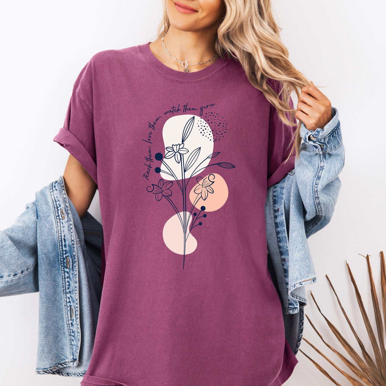 Teach Them Love Them Teacher Boho Back To School First Day Of School Cute Appreciation Coquette Comfort Colors Tee