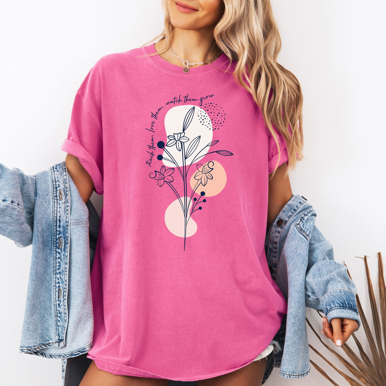 Teach Them Love Them Teacher Boho Back To School First Day Of School Cute Appreciation Coquette Comfort Colors Tee
