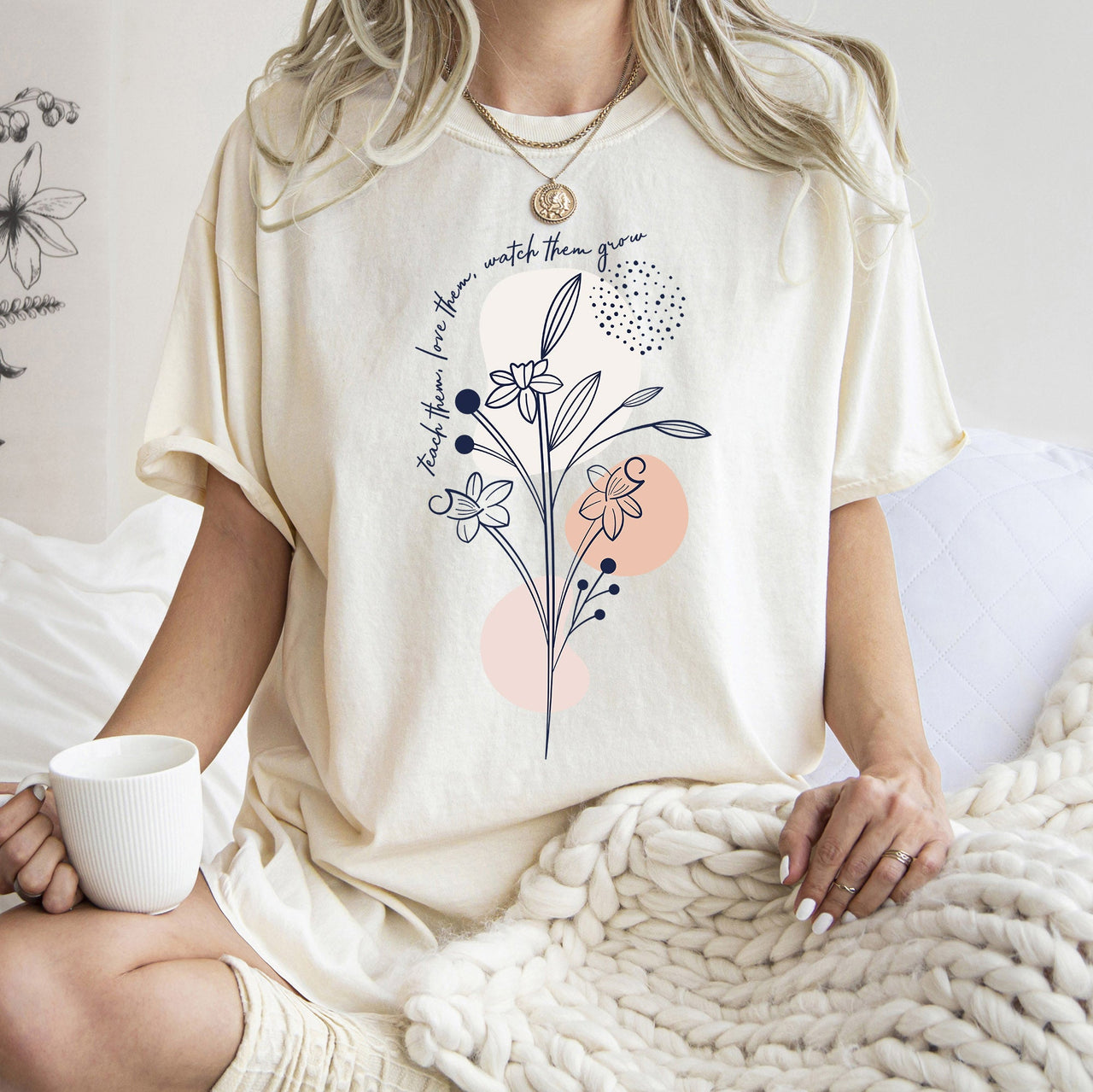 Teach Them Love Them Teacher Boho Back To School First Day Of School Cute Appreciation Coquette Comfort Colors Tee