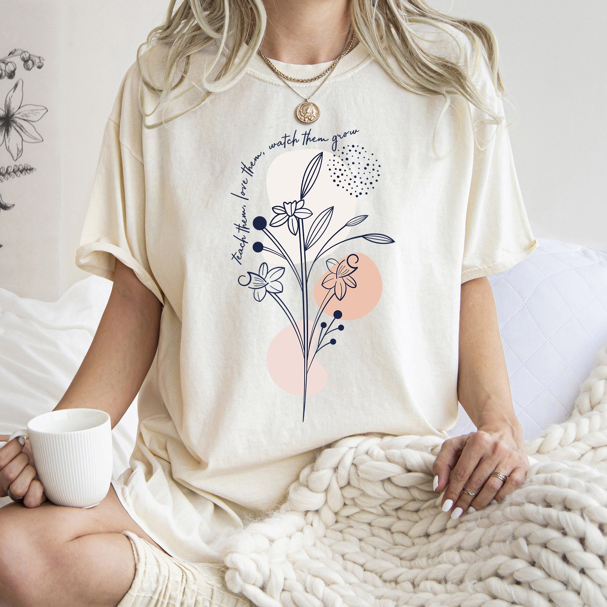 Teach Them Love Them Teacher Boho Back To School First Day Of School Cute Appreciation Coquette Comfort Colors Tee