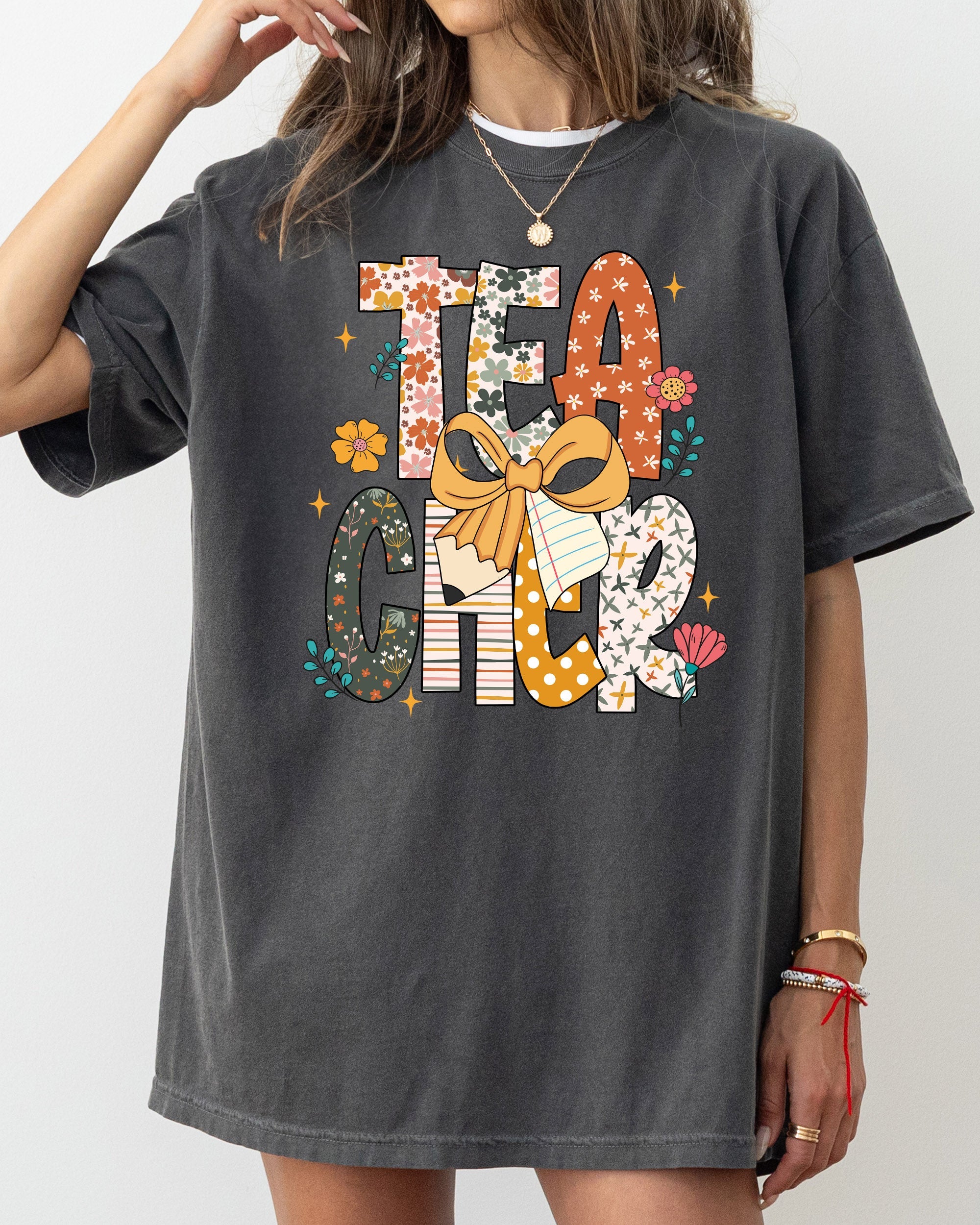 Teacher Retro Bow Coquette Back to School First Day of School Boho Comfort Colors Tee