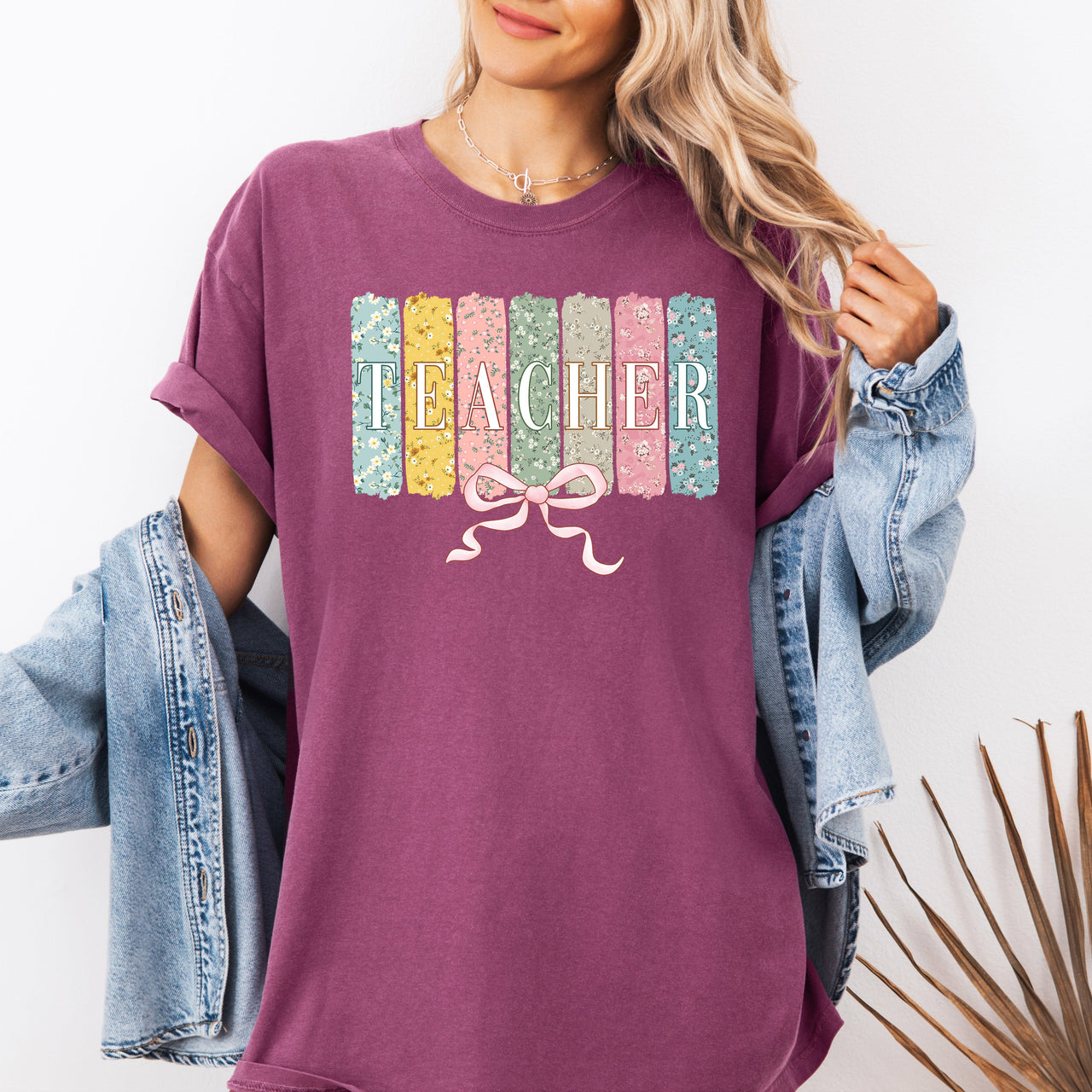 Teacher, Wildflowers, Bow Back to School First Day of School Edition Comfort Colors Tee