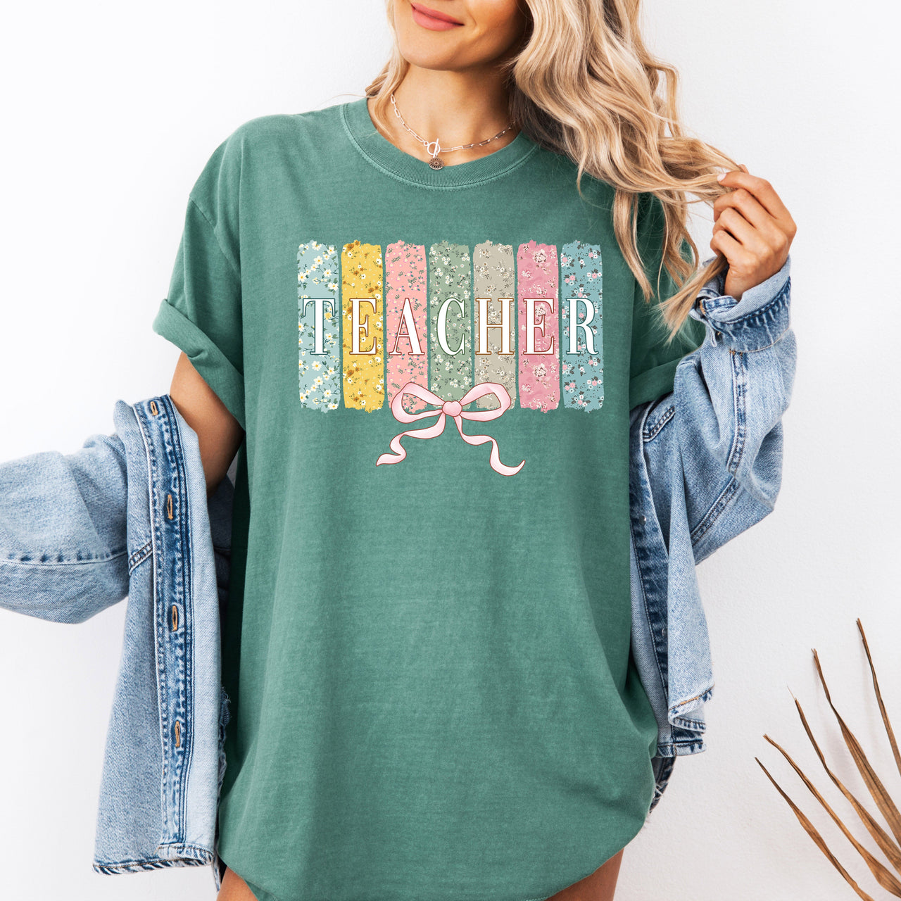 Teacher, Wildflowers, Bow Back to School First Day of School Edition Comfort Colors Tee