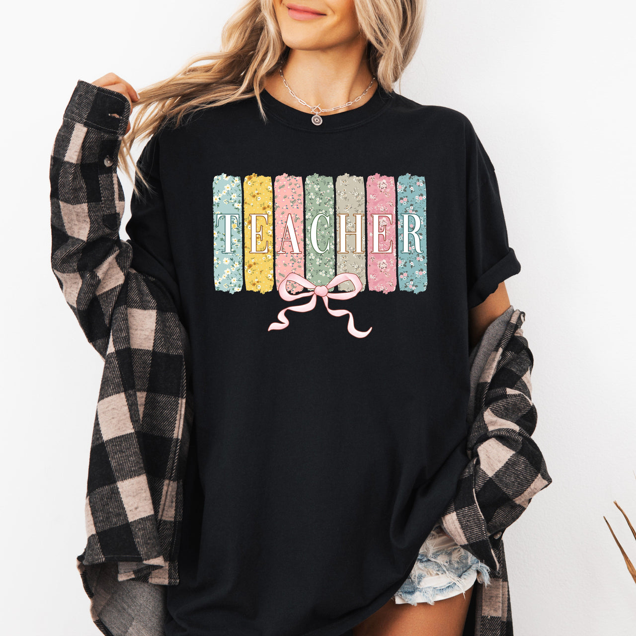 Teacher, Wildflowers, Bow Back to School First Day of School Edition Comfort Colors Tee