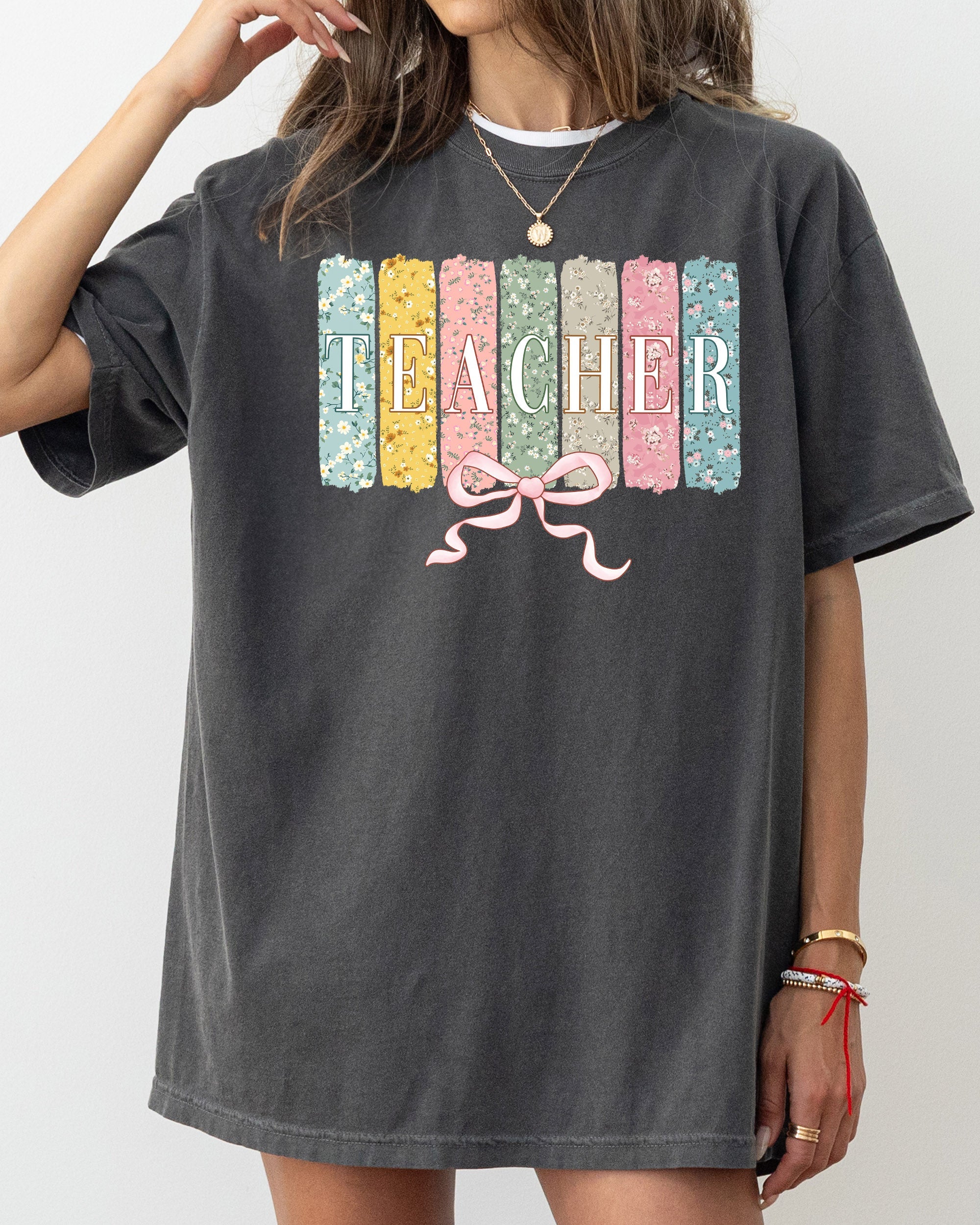 Teacher, Wildflowers, Bow Back to School First Day of School Edition Comfort Colors Tee