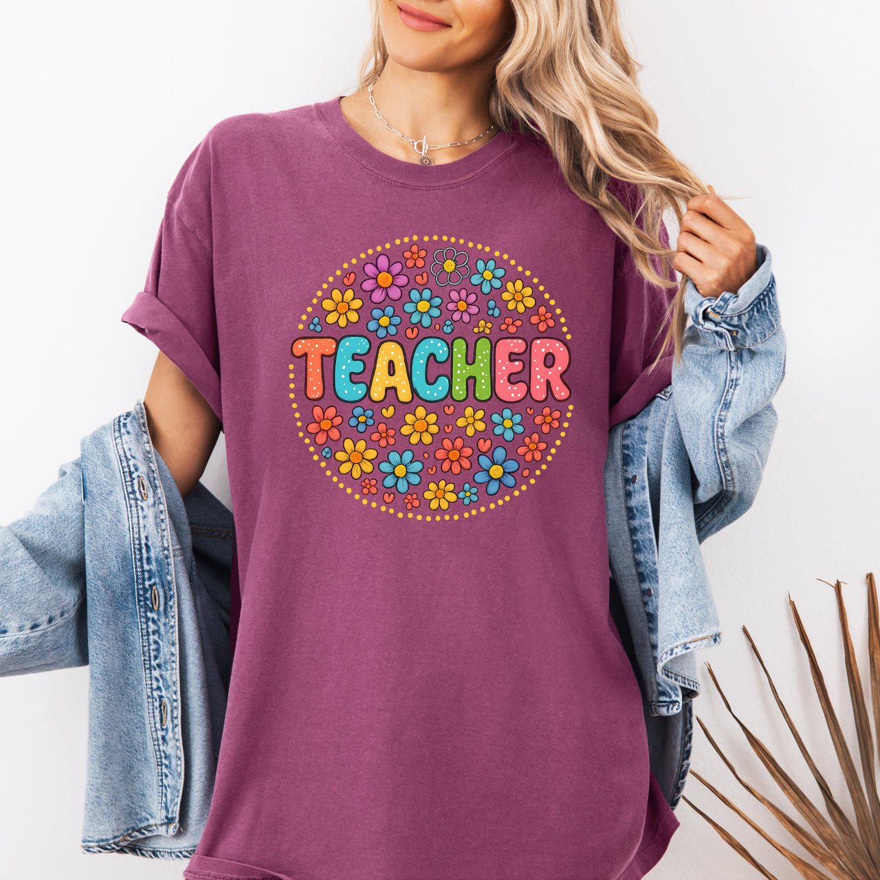 Teacher Floral Retro Back To School First Day Of School Teacher Appreciation Coquette Comfort Colors Tee