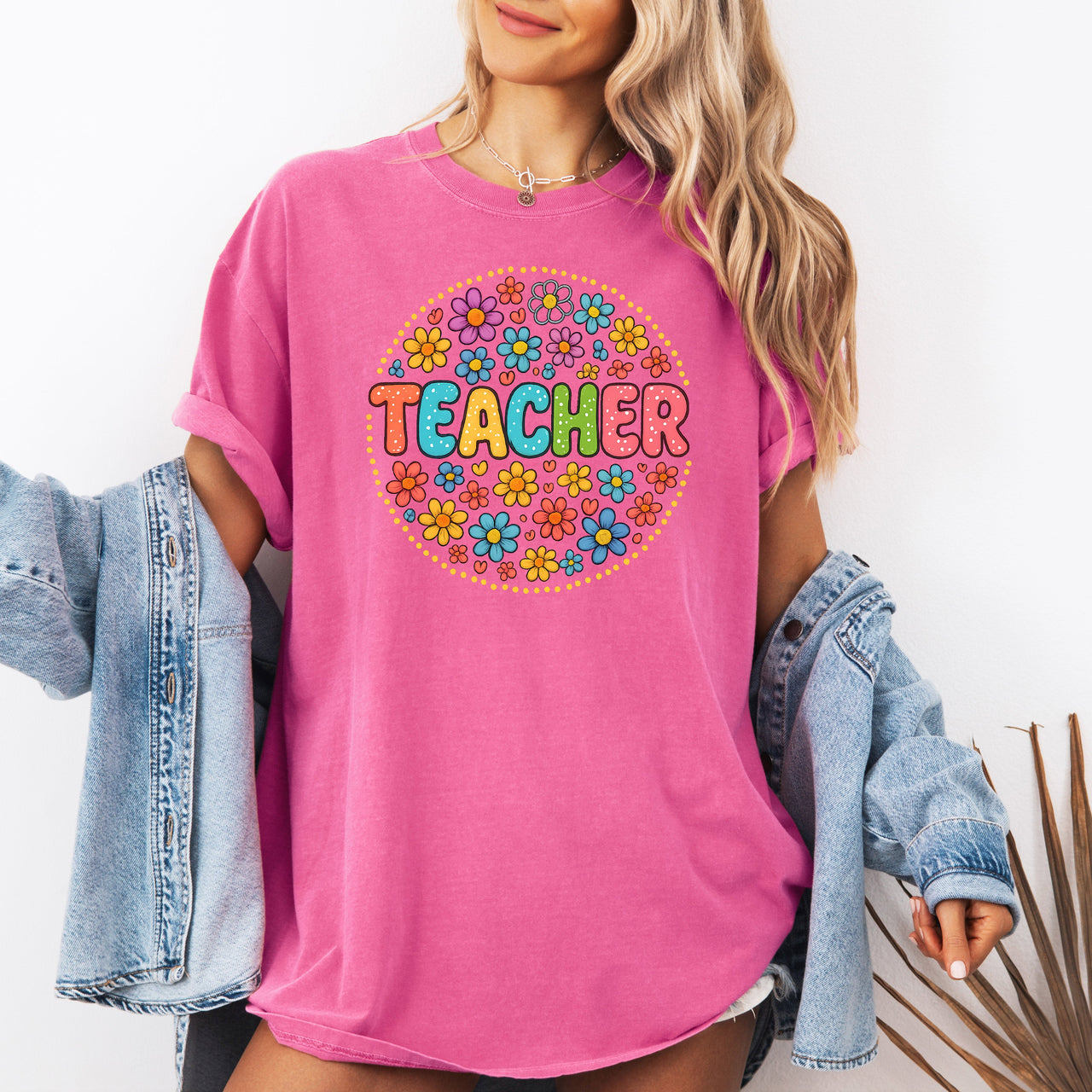 Teacher Floral Retro Back To School First Day Of School Teacher Appreciation Coquette Comfort Colors Tee