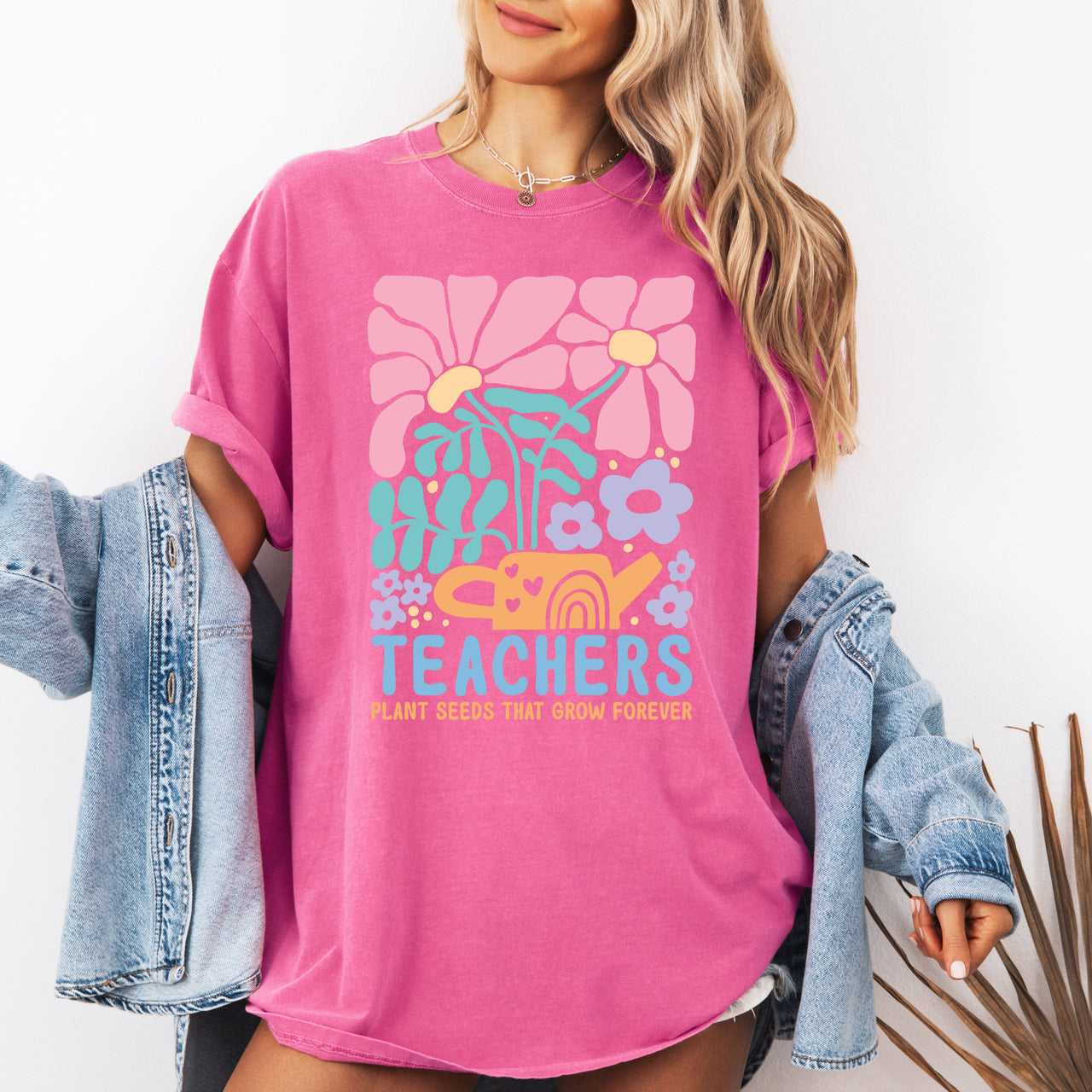 Teachers Plant Seeds Boho Floral Back to School First Day of School Comfort Colors Tee