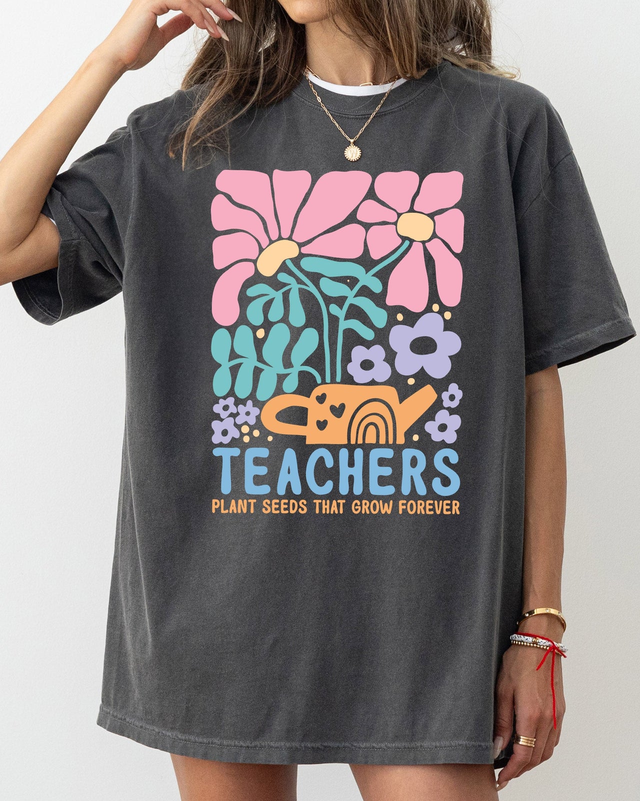 Teachers Plant Seeds Boho Floral Back to School First Day of School Comfort Colors Tee