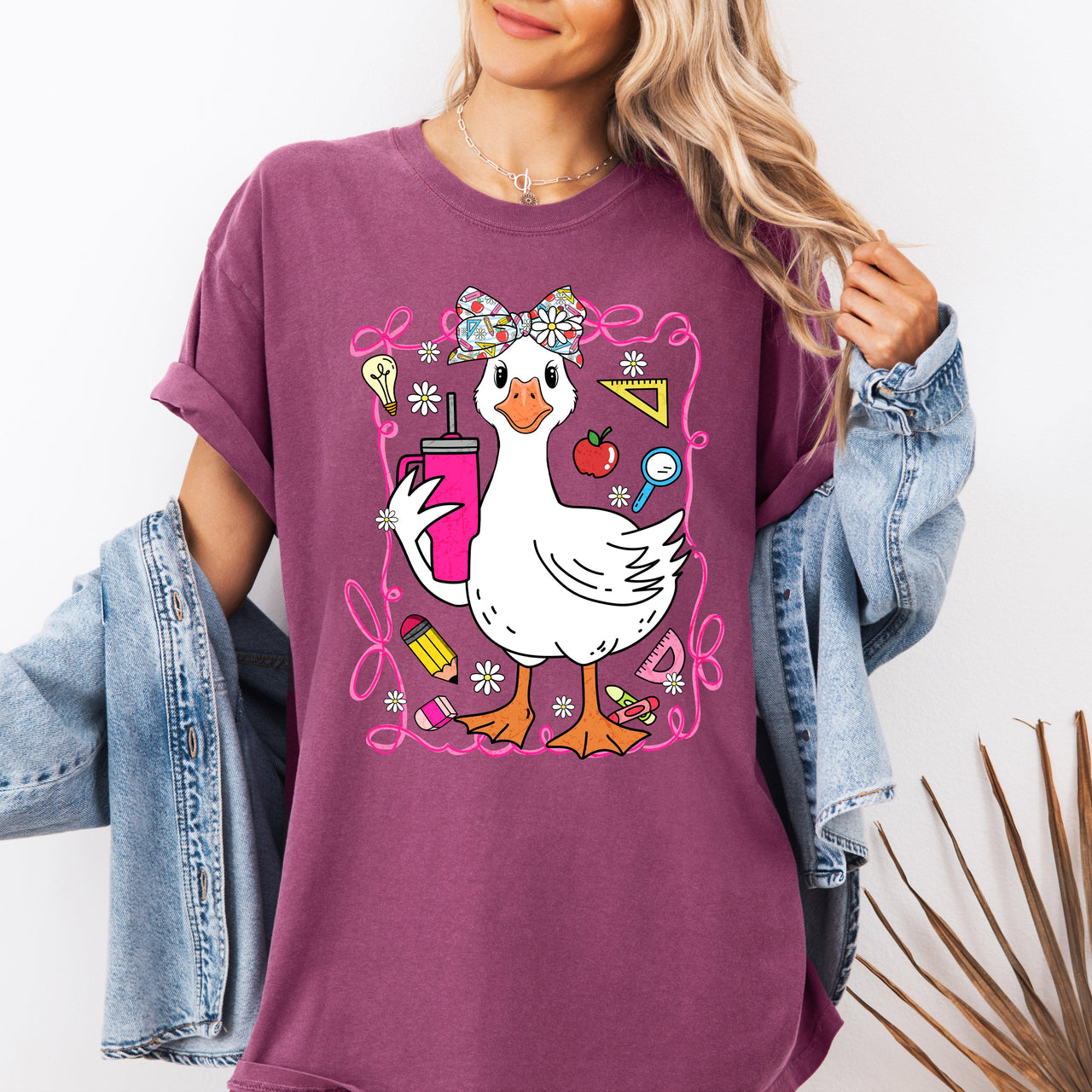 Teacher Goose Floral Coffee First Day Of School Teacher Appreciation Comfort Colors Tee