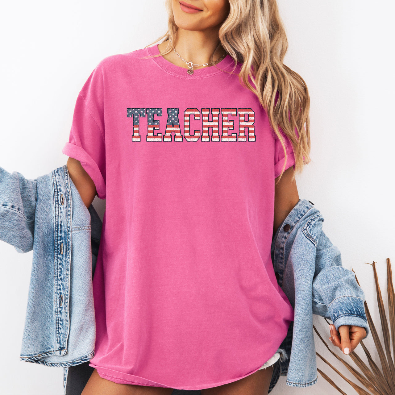 Teacher USA Flag Retro Classroom Pride Teacher Appreciation Edition Comfort Colors Tee