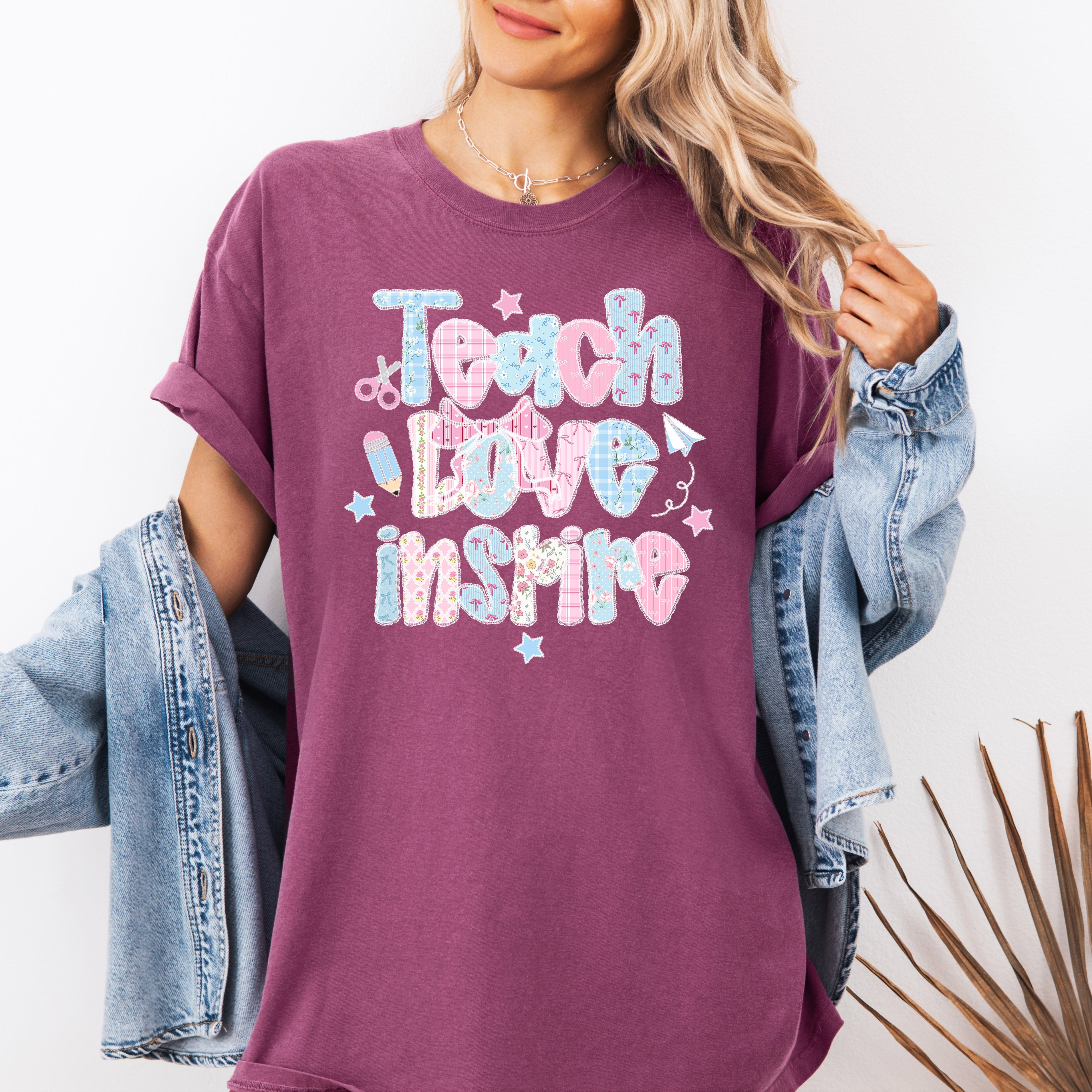 Teach Love Inspire Classroom Vibes for the First Day of School Comfort Colors Tee