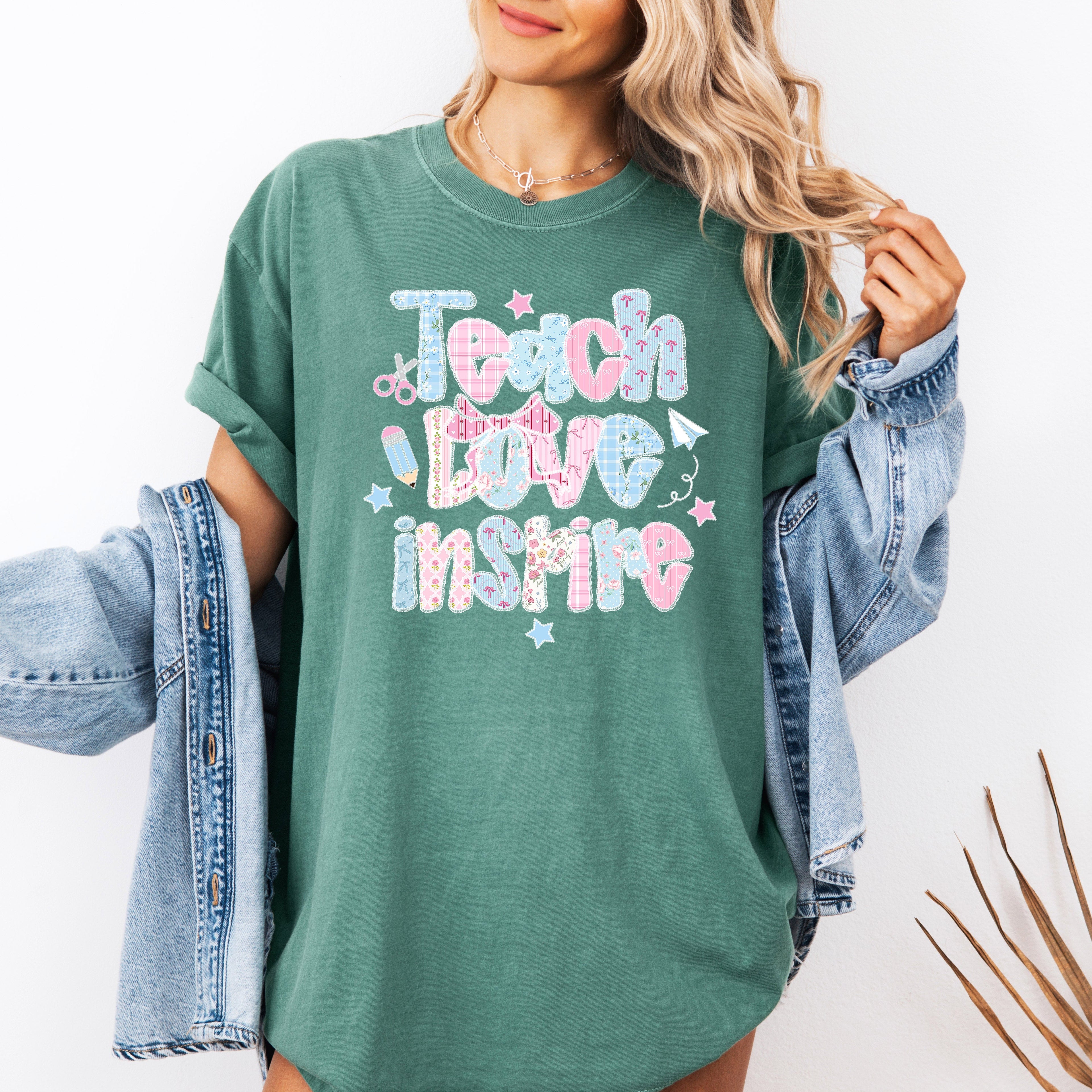 Teach Love Inspire Classroom Vibes for the First Day of School Comfort Colors Tee
