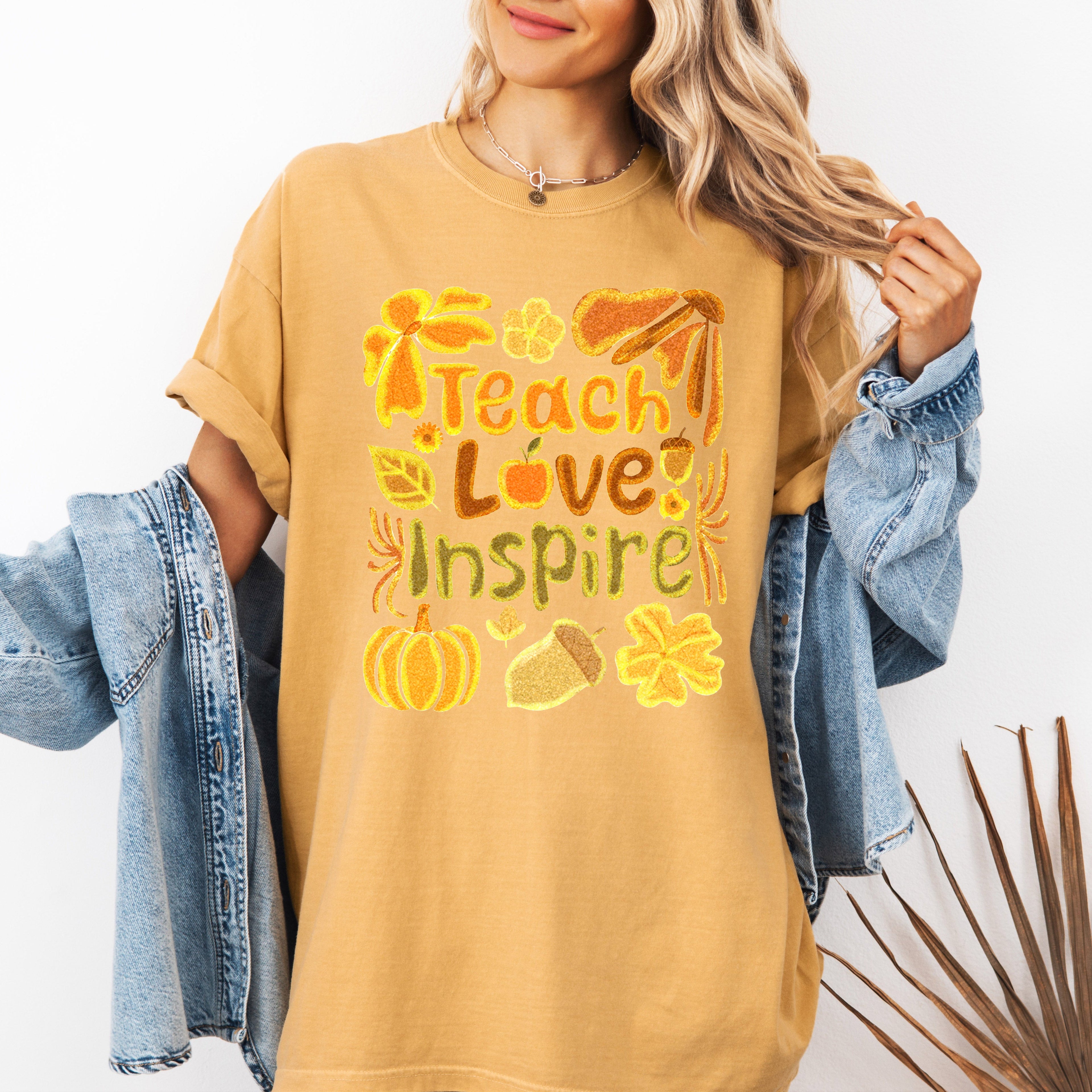 Teach Love Inspire Teacher Appreciation Back To School Motto Fall Season Comfort Colors Tee