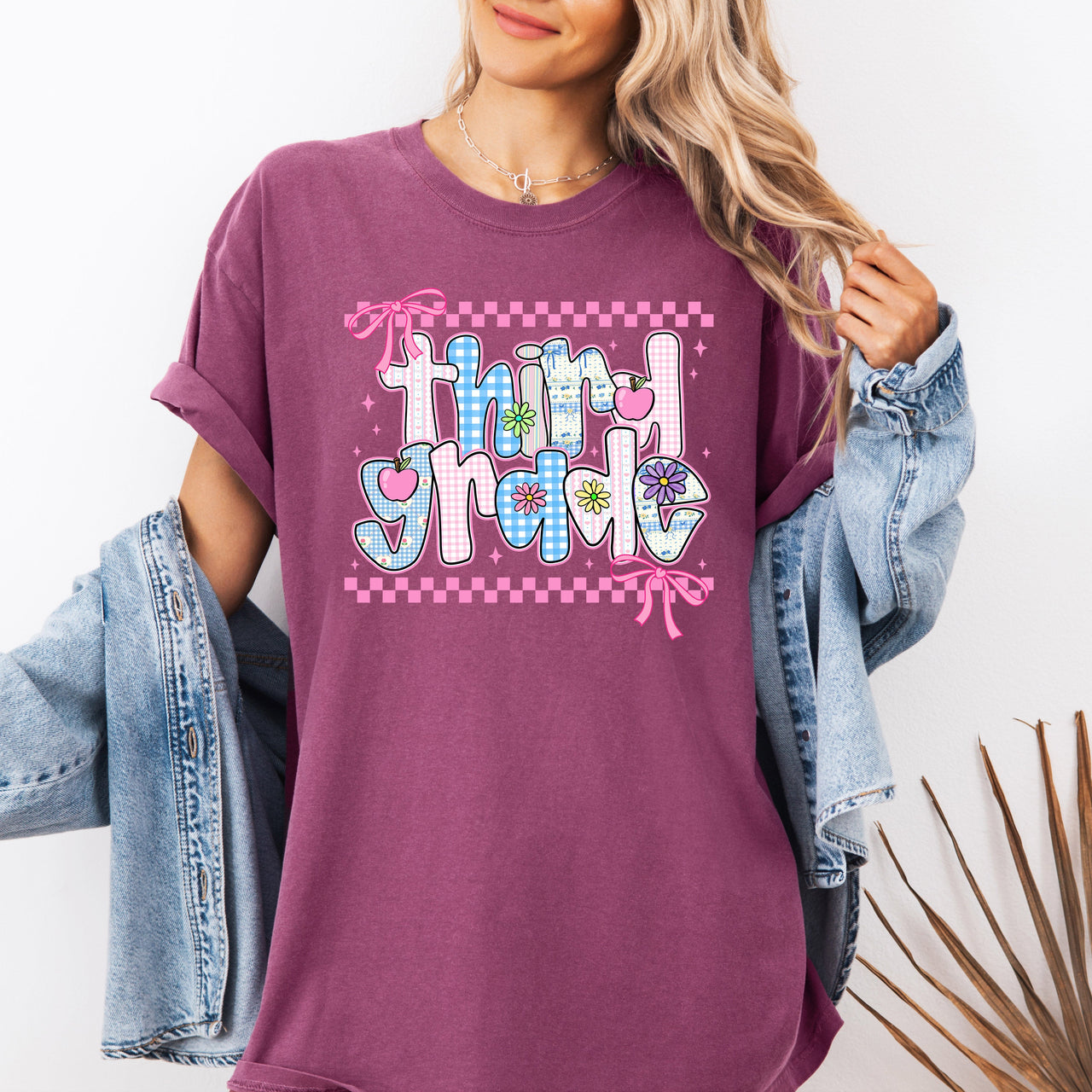 Third Grade Teacher Retro Checkered Back To School First Day Memories Comfort Colors Tee