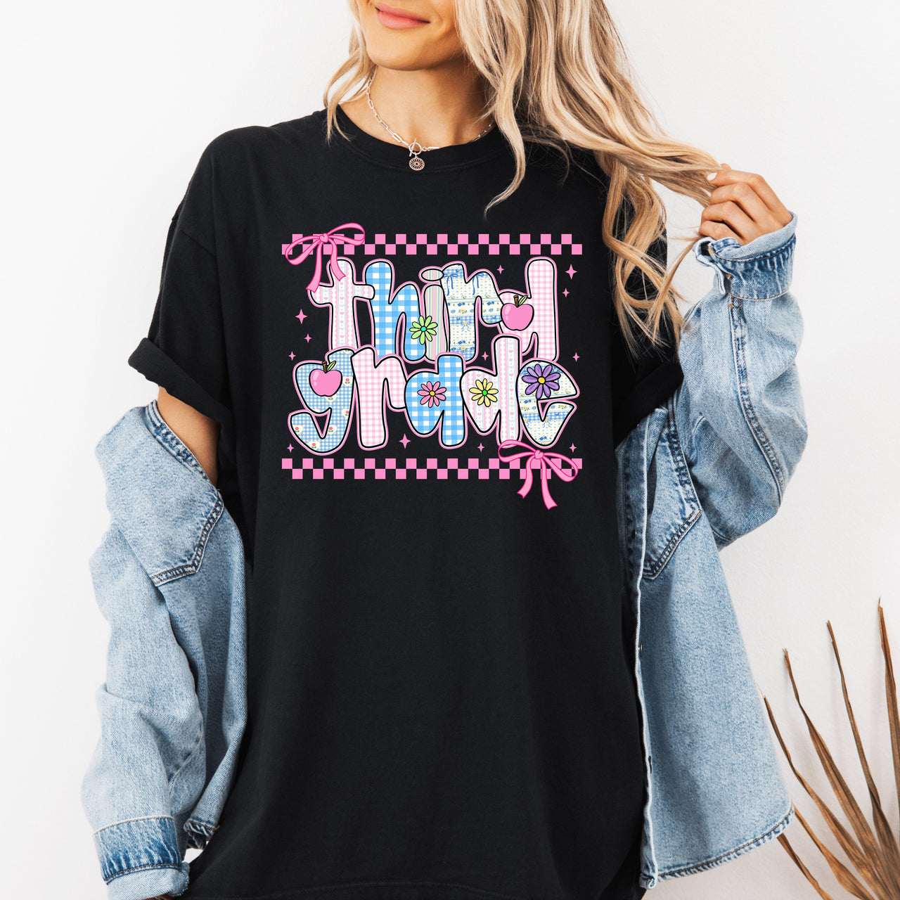 Third Grade Teacher Retro Checkered Back To School First Day Memories Comfort Colors Tee
