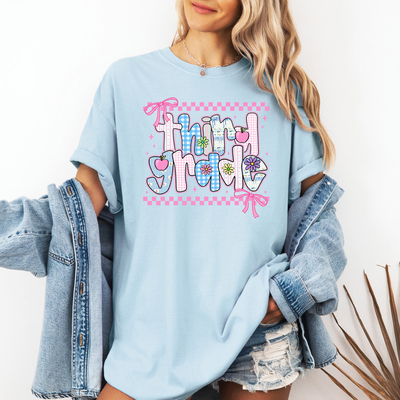 Third Grade Teacher Retro Checkered Back To School First Day Memories Comfort Colors Tee