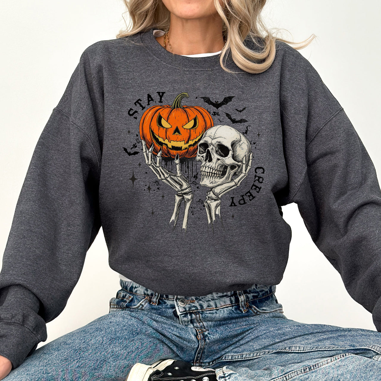What If The Anxious Skeleton Ghost Western Vintage Halloween Spooky Graphic Sweatshirt