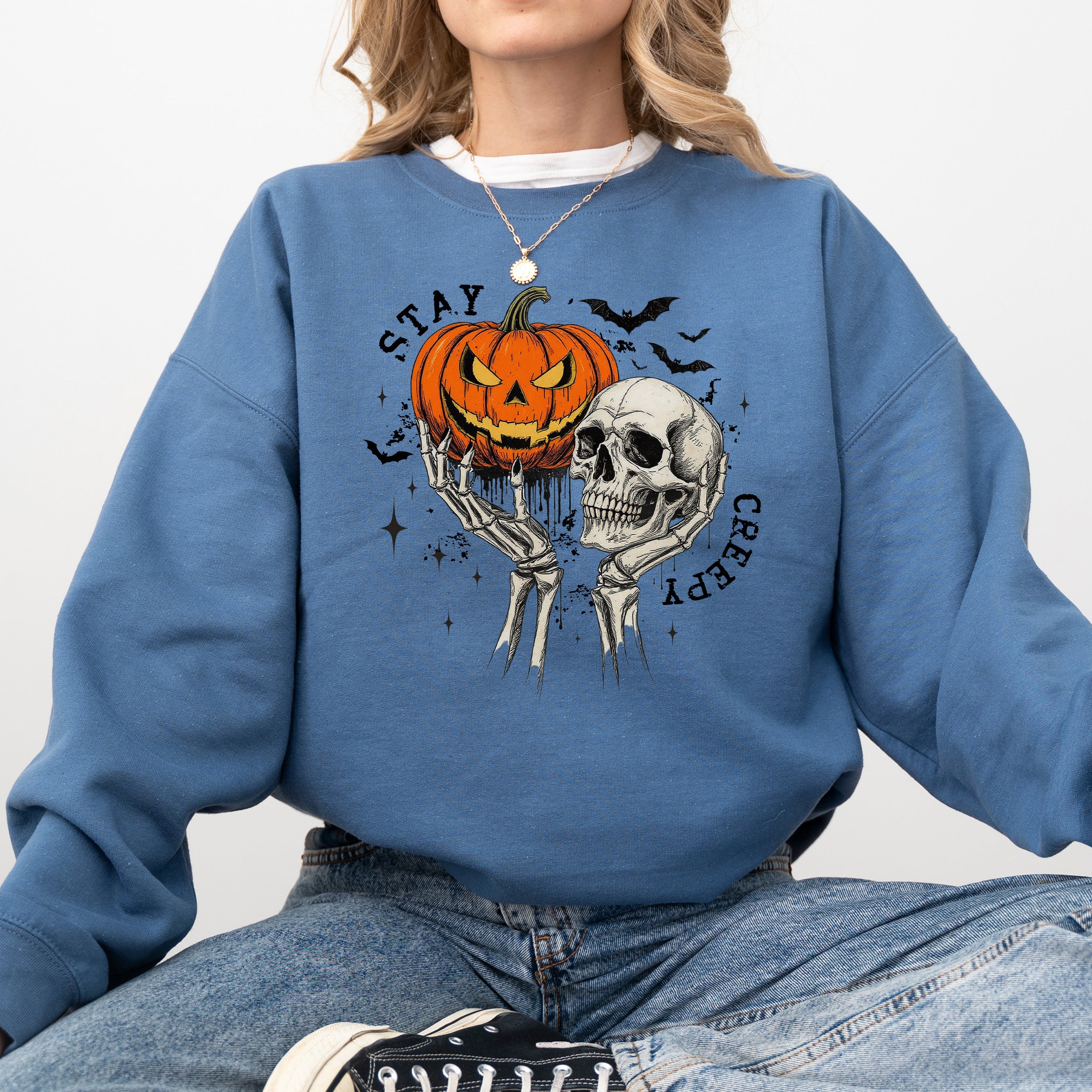 What If The Anxious Skeleton Ghost Western Vintage Halloween Spooky Graphic Sweatshirt