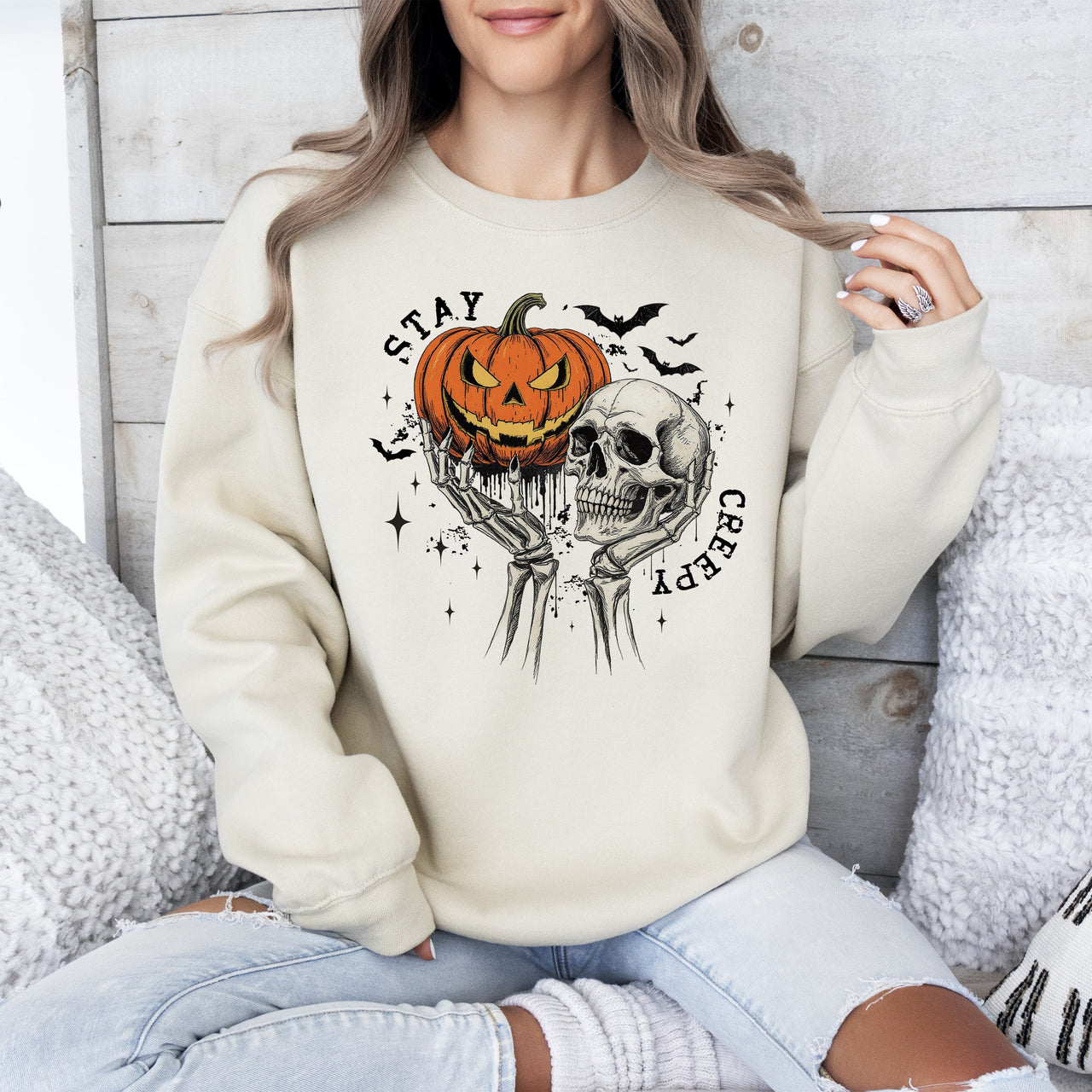 What If The Anxious Skeleton Ghost Western Vintage Halloween Spooky Graphic Sweatshirt