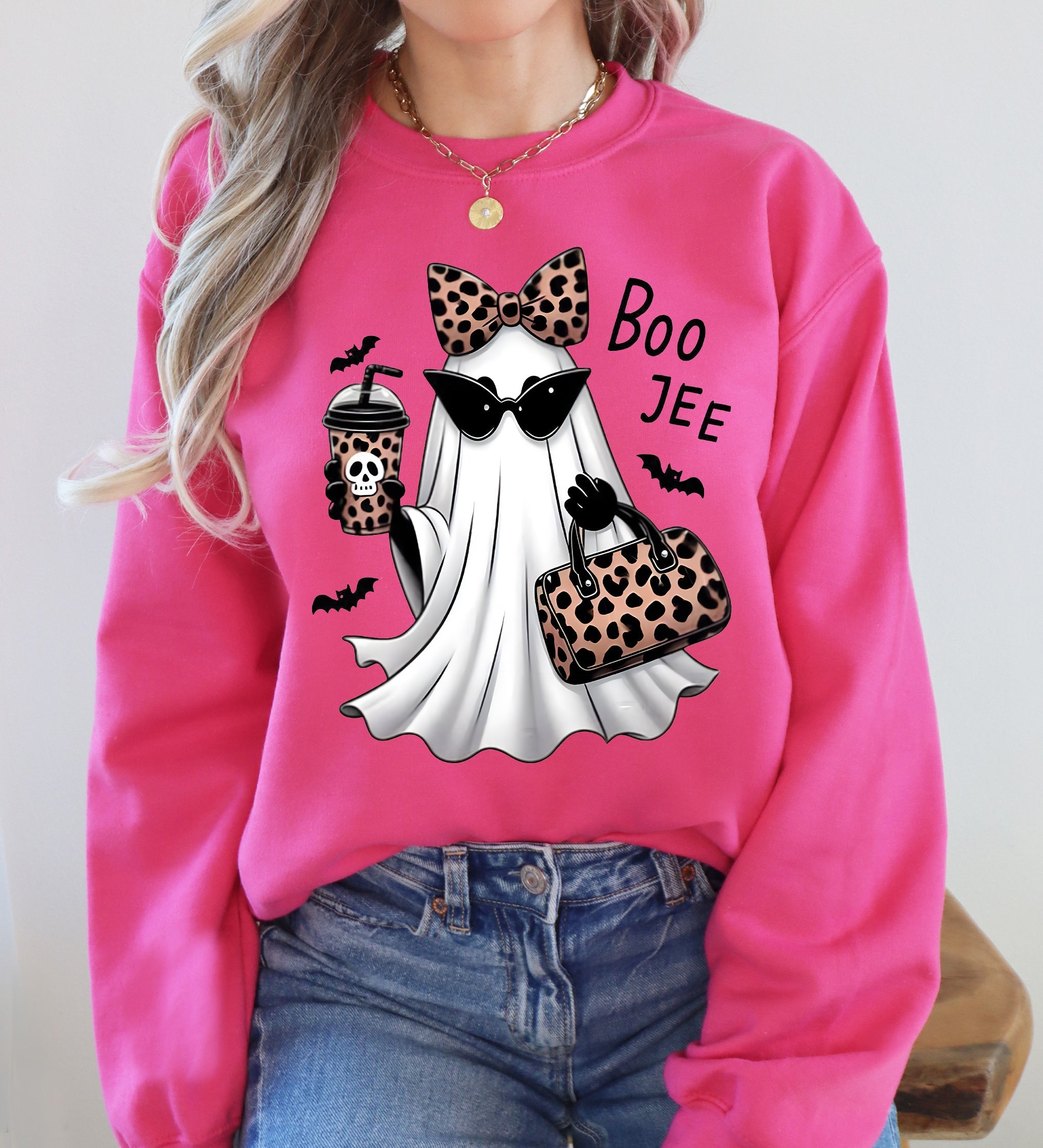 Fancy Boujee Ghost Halloween Bow Coquette Western Vintage Pumpkin Retro Spooky Graphic Sweatshirt