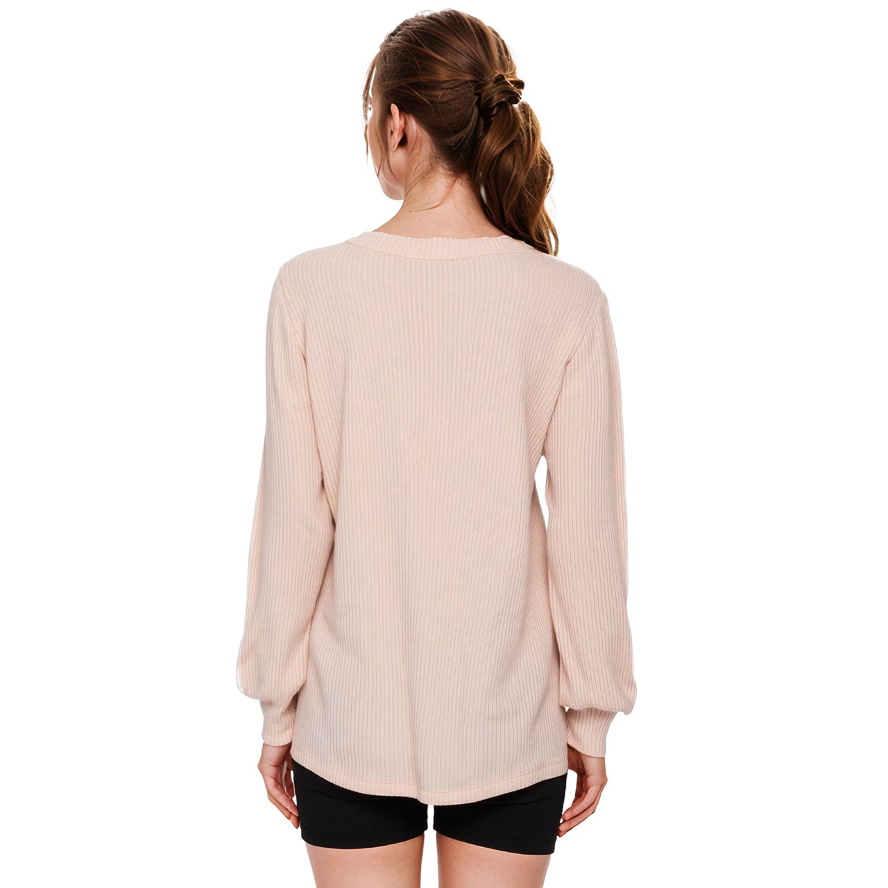 Pleione Women's Round Neck Sweater in Blush