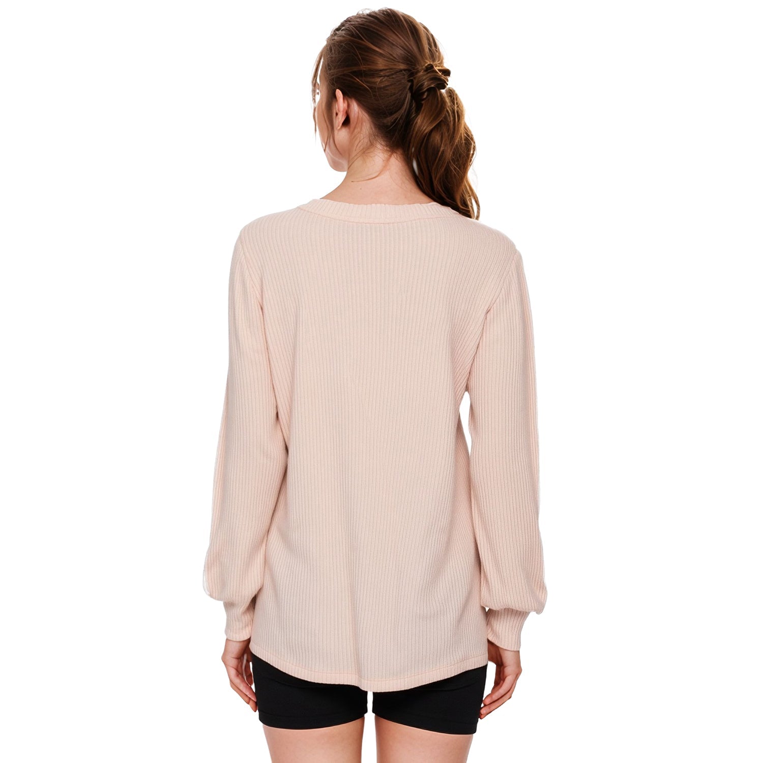 Pleione Women's Round Neck Sweater in Blush