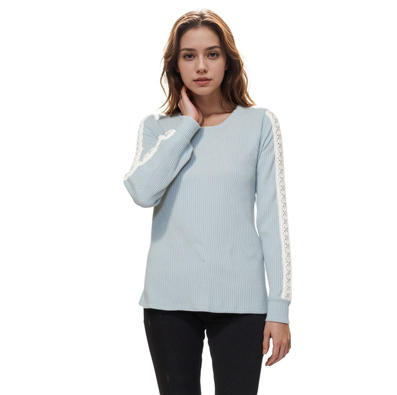 Pleione Women's Round Neck Sweater in Mint