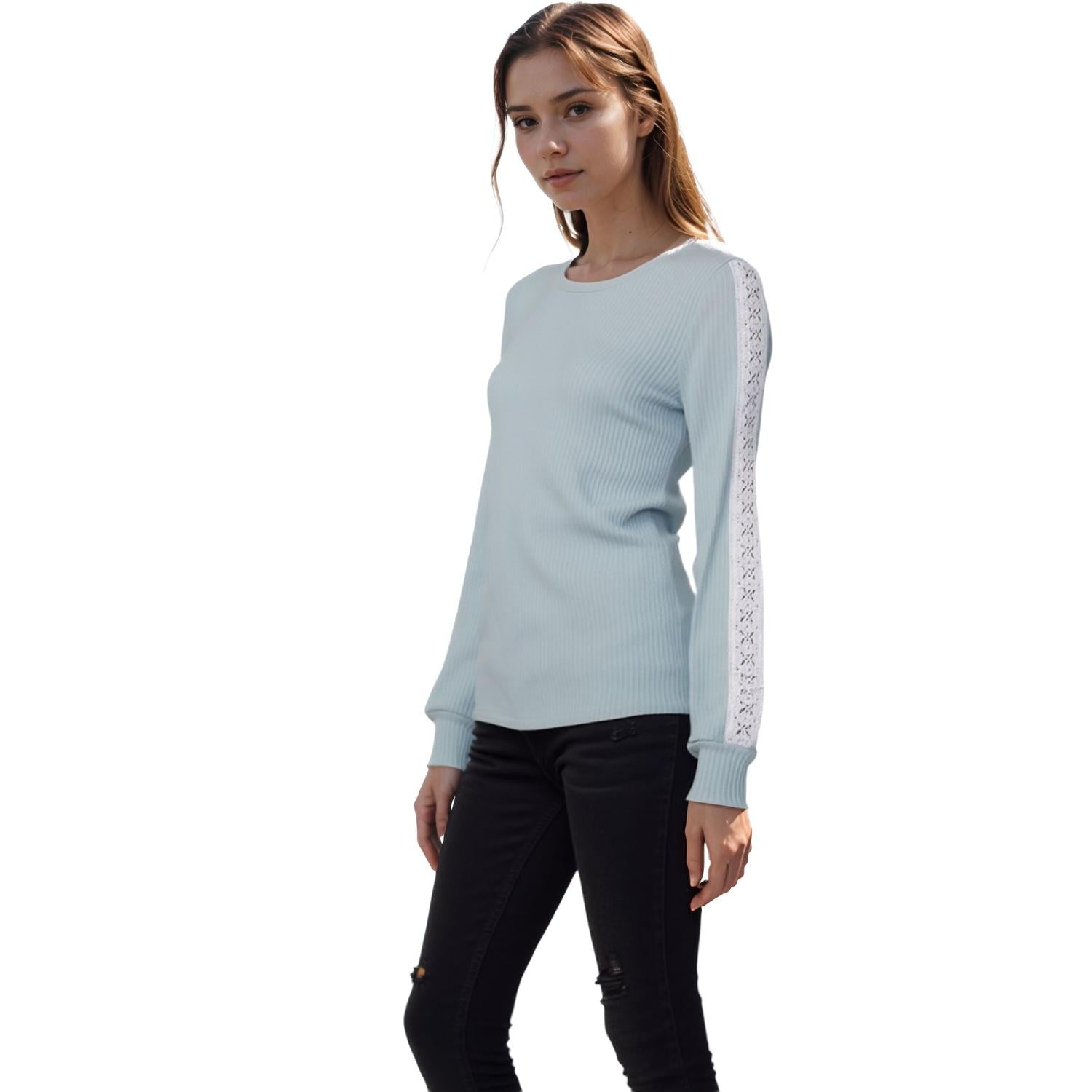 Pleione Women's Round Neck Sweater in Mint
