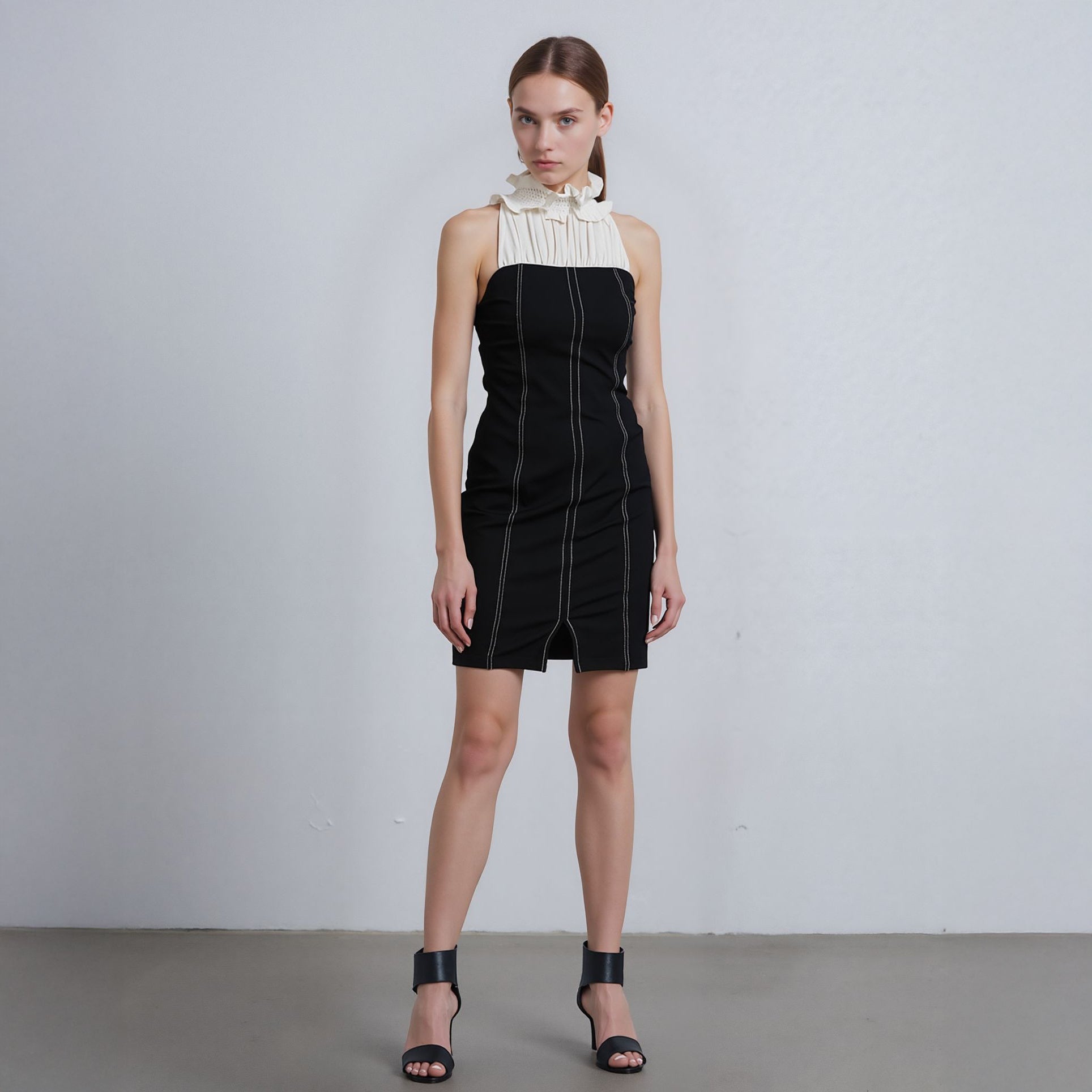 Women's Haltered Mock Neck Bodycon Mini Dress In Black