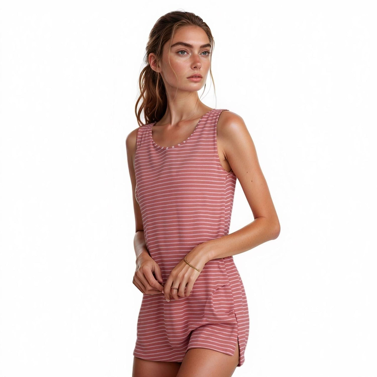 Pleione Women's Tied Halter Back Sleeveless Top In Mauve