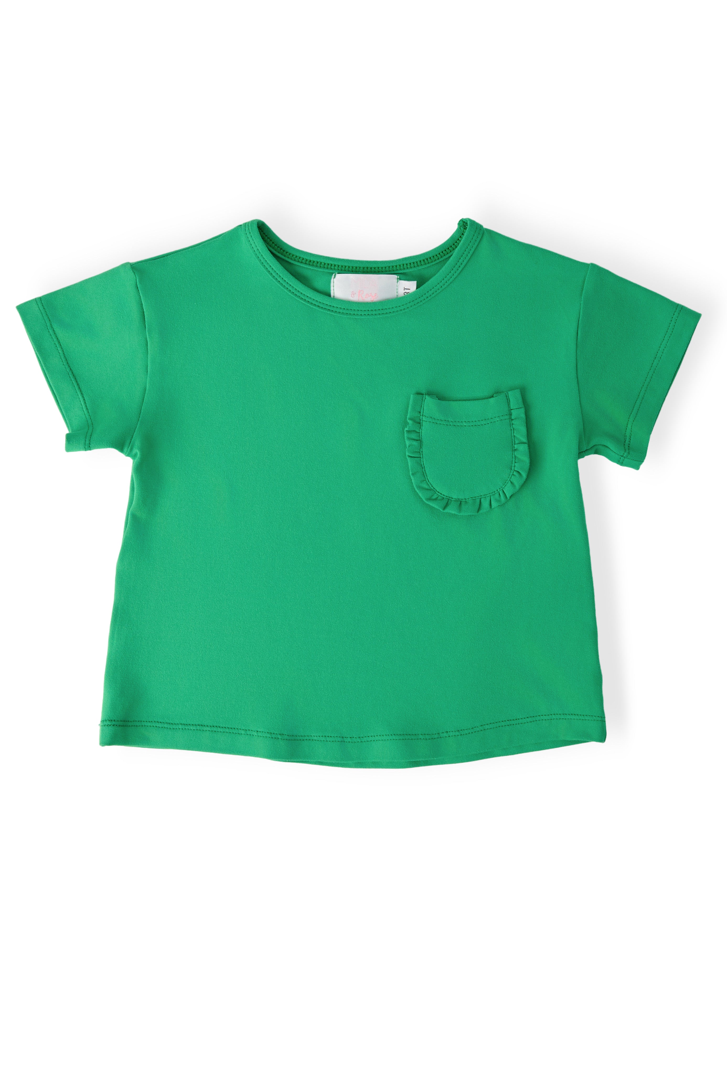 Kelly Green Ruffle Pocket Tee
