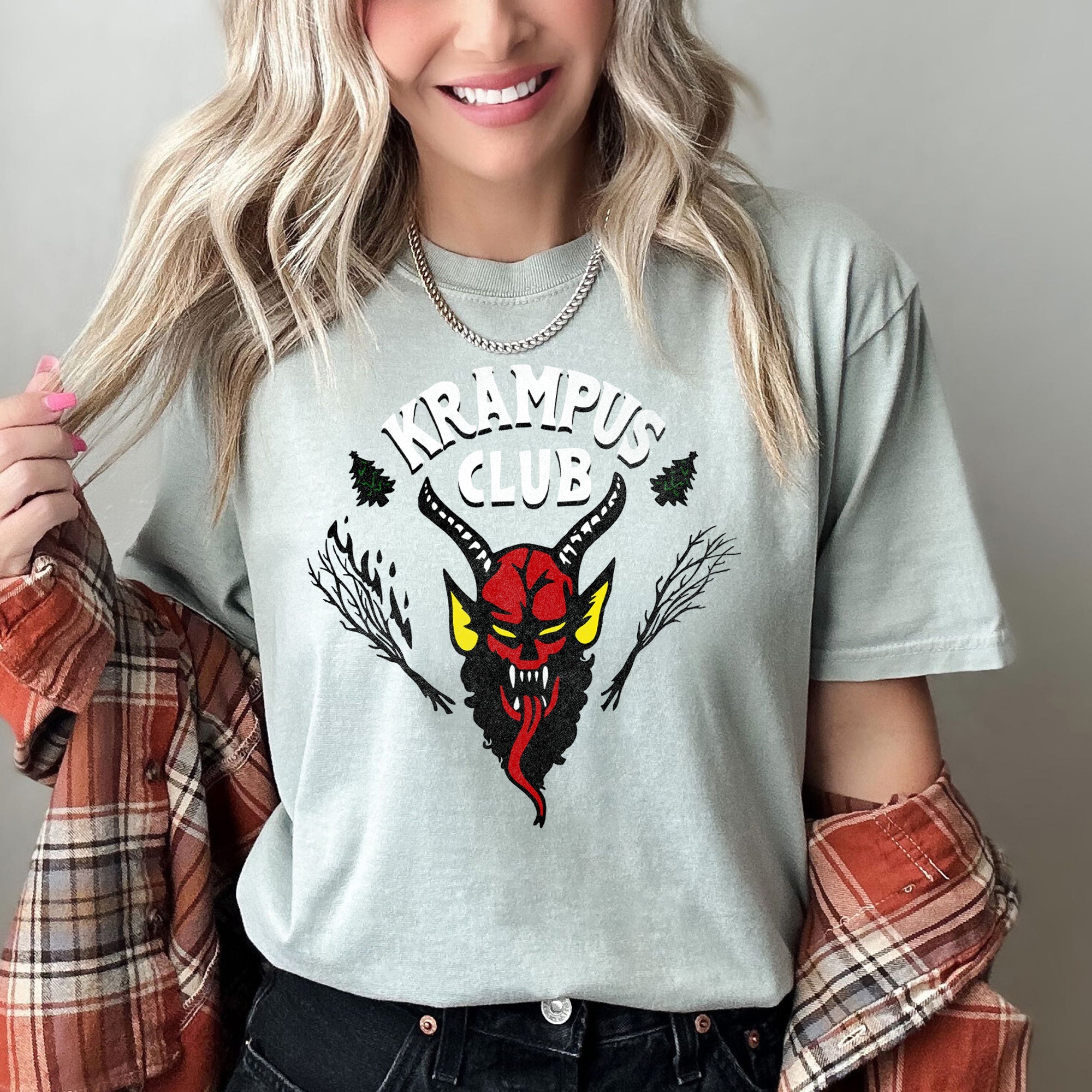 Krampus Club Christmas Naughty Stranger Festive Holiday Vibe Edition Comfort Colors Tee