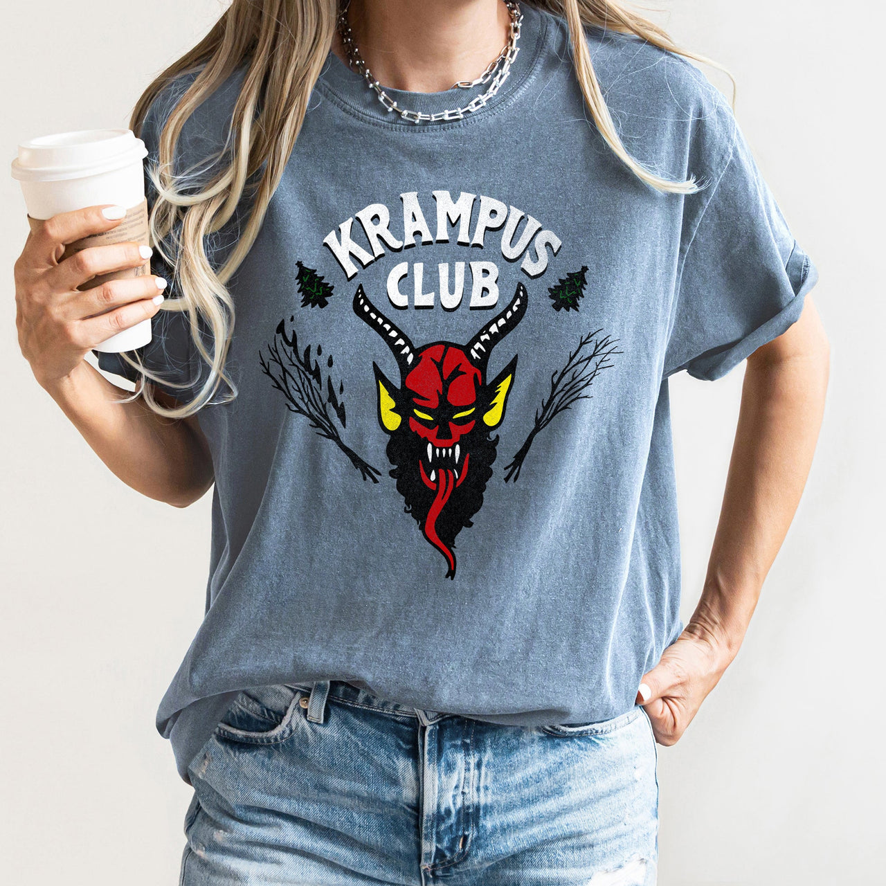 Krampus Club Christmas Naughty Stranger Festive Holiday Vibe Edition Comfort Colors Tee