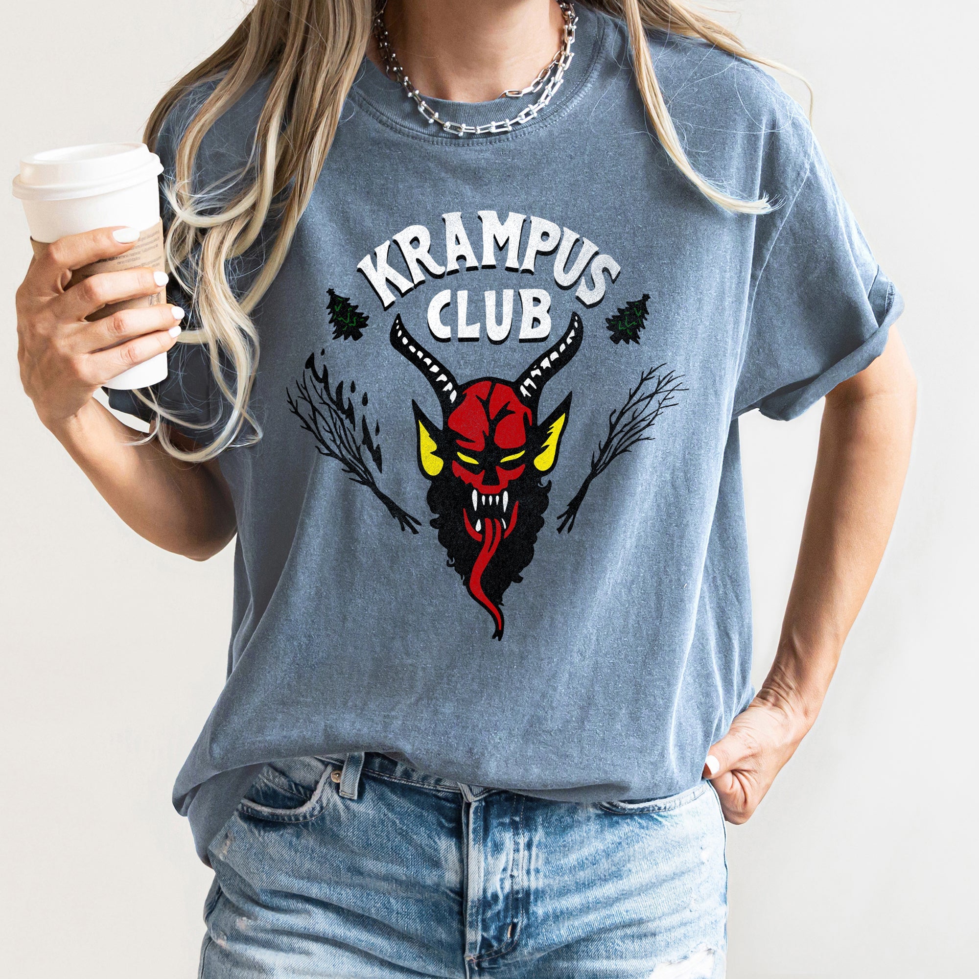 Krampus Club Christmas Naughty Stranger Festive Holiday Vibe Edition Comfort Colors Tee