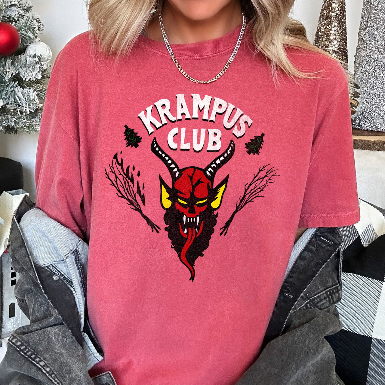 Krampus Club Christmas Naughty Stranger Festive Holiday Vibe Edition Comfort Colors Tee