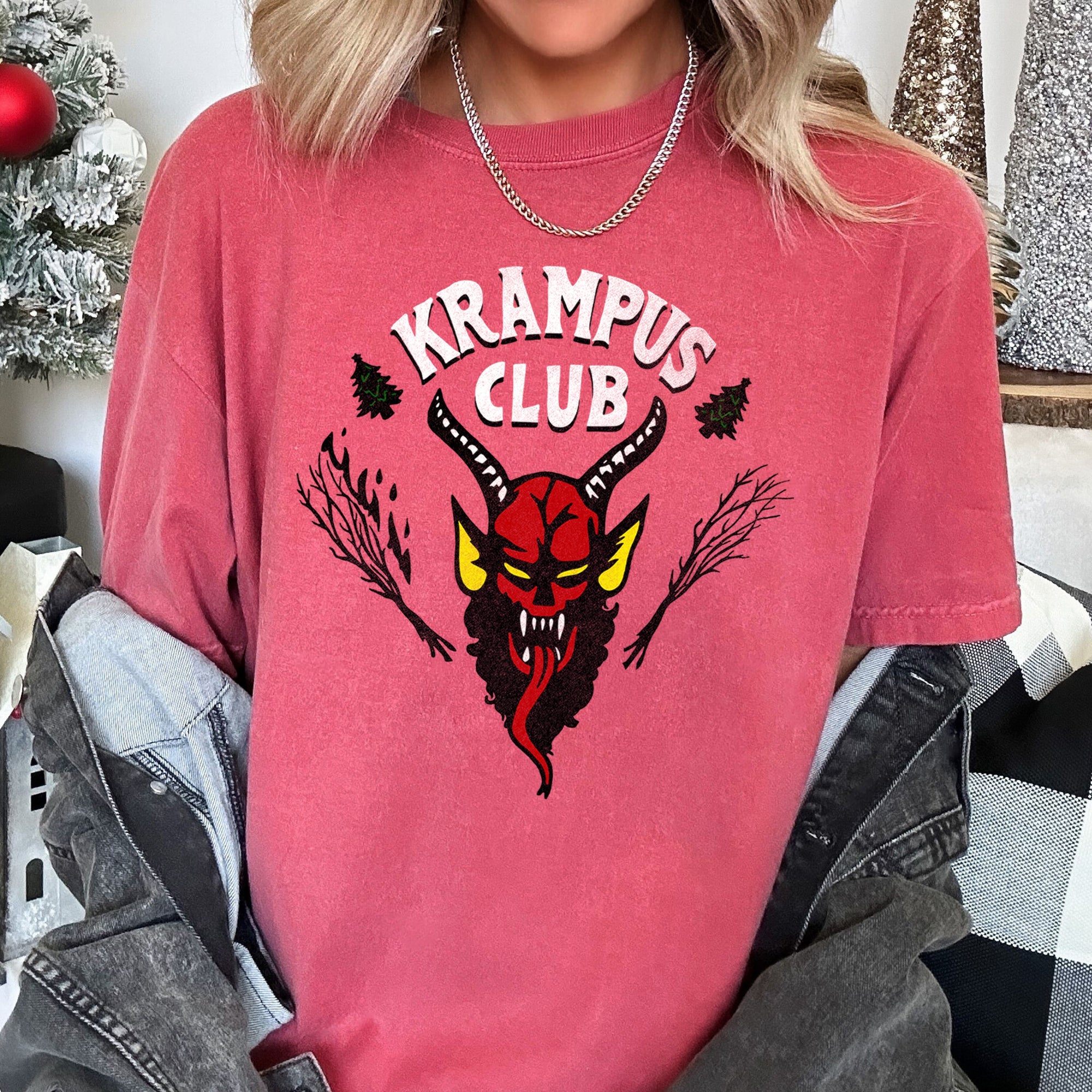 Krampus Club Christmas Naughty Stranger Festive Holiday Vibe Edition Comfort Colors Tee