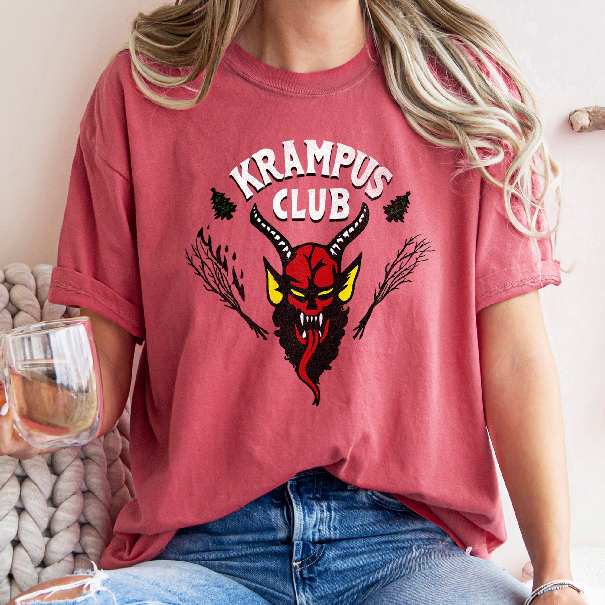Krampus Club Christmas Naughty Stranger Festive Holiday Vibe Edition Comfort Colors Tee