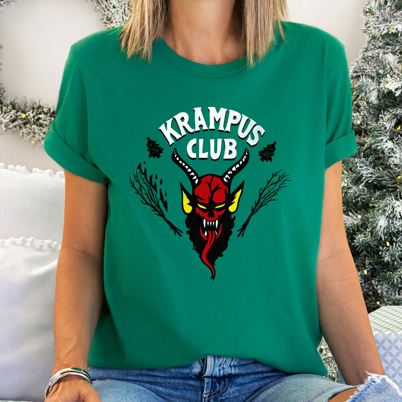 Krampus Club Stranger Christmas Naughty Festive Holiday Themed Vintage Inspired Graphic Tee