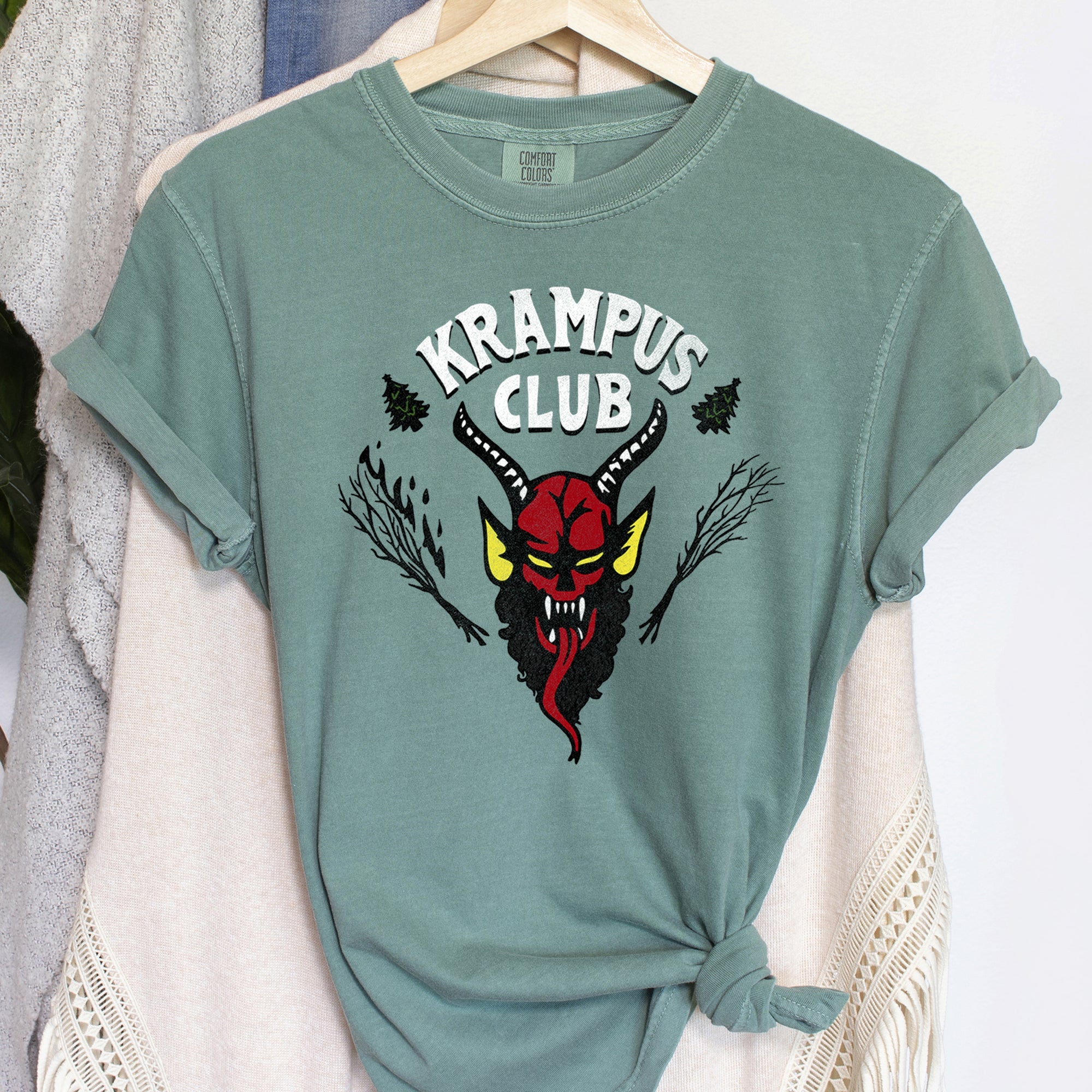Krampus Club Christmas Naughty Stranger Festive Holiday Vibe Edition Comfort Colors Tee
