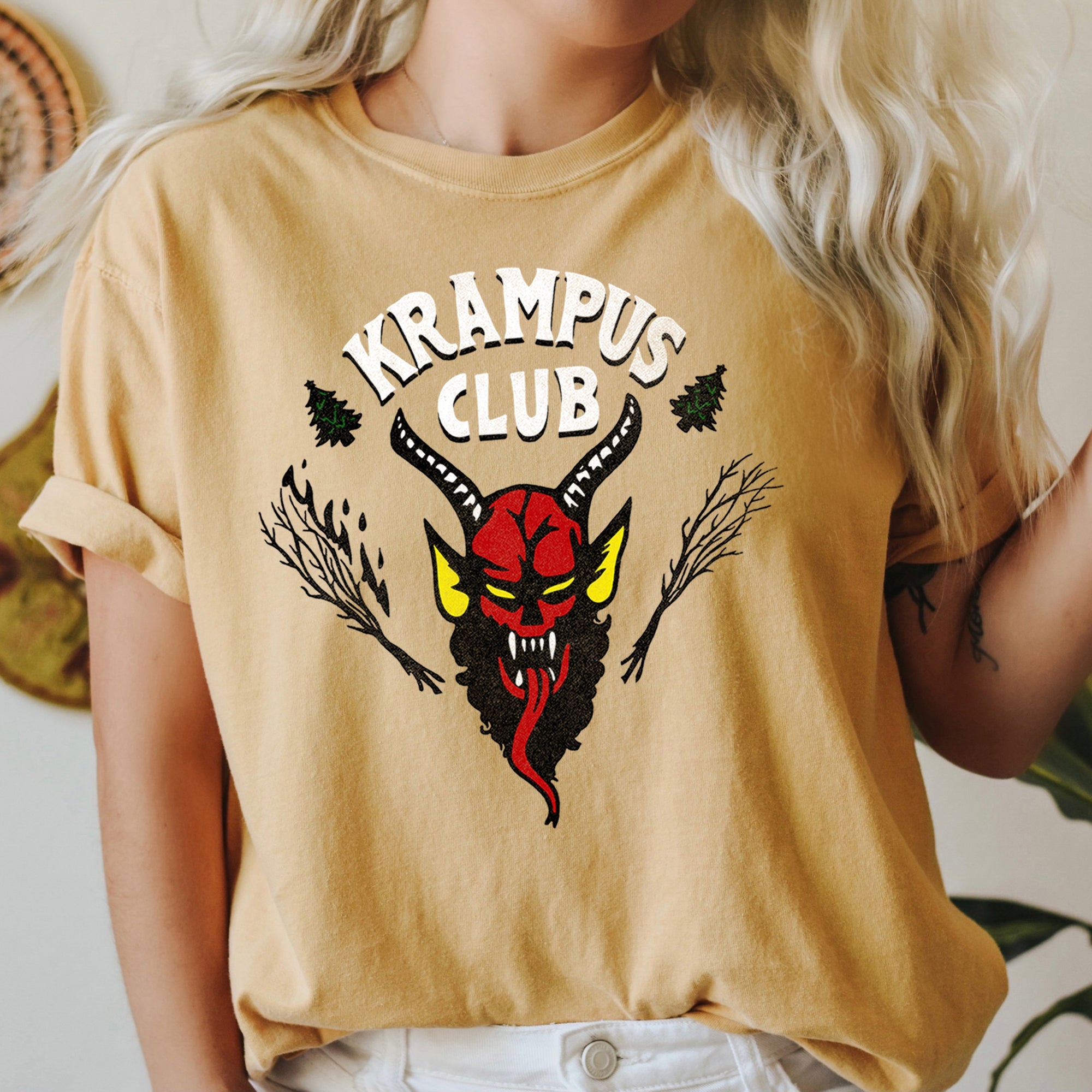 Krampus Club Christmas Naughty Stranger Festive Holiday Vibe Edition Comfort Colors Tee