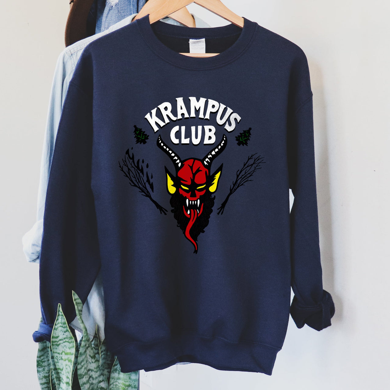 Krampus Club Stranger Naughty Christmas Holiday Mischief Edition Graphic Sweatshirt